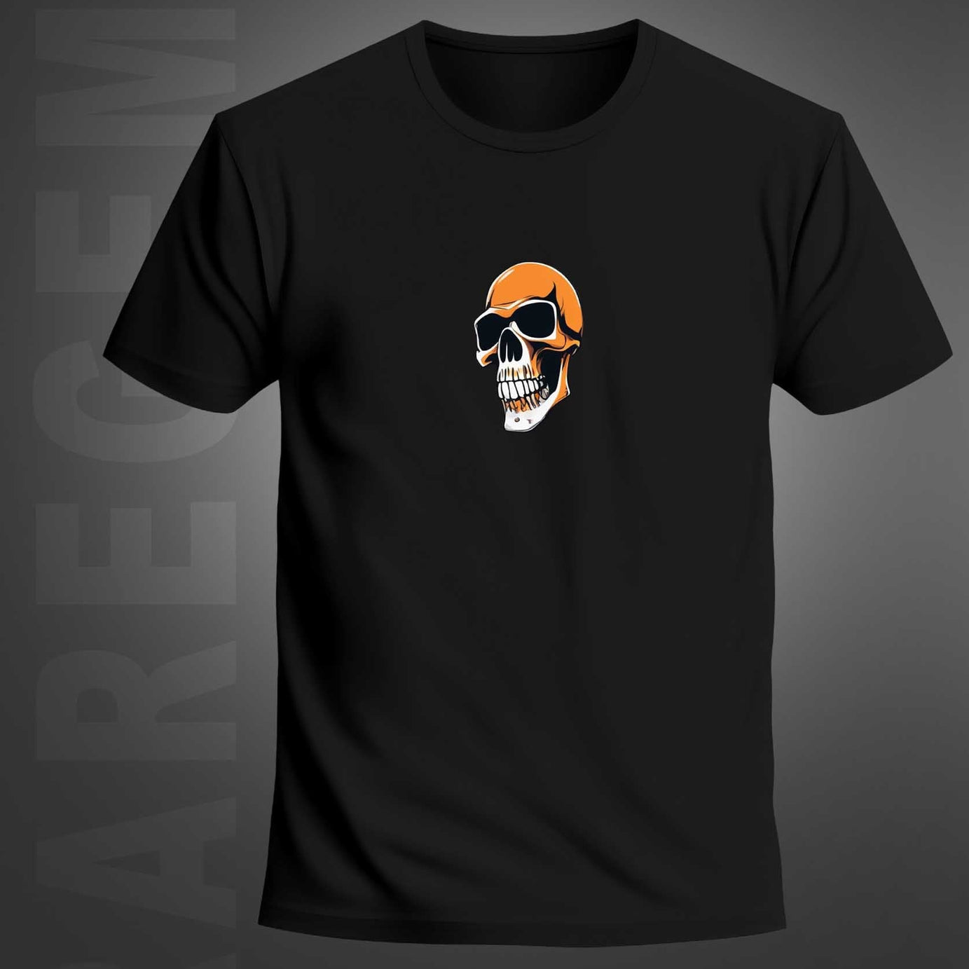 Black Half Sleeves Round Neck Urban Skeleton Printed Regular T-Shirt