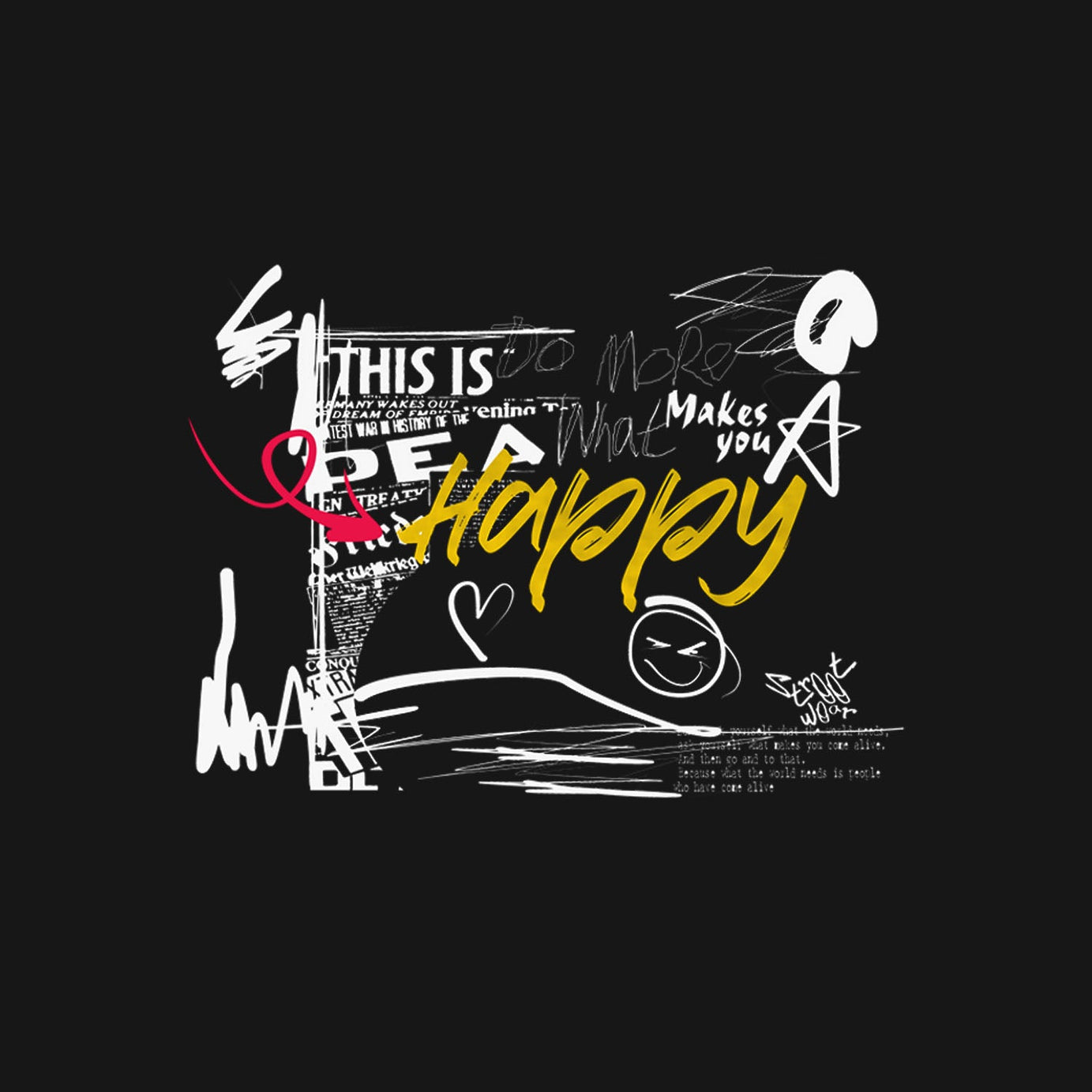 Black Half Sleeves Round Neck Do More What Makes You Happy Printed Regular T-Shirt