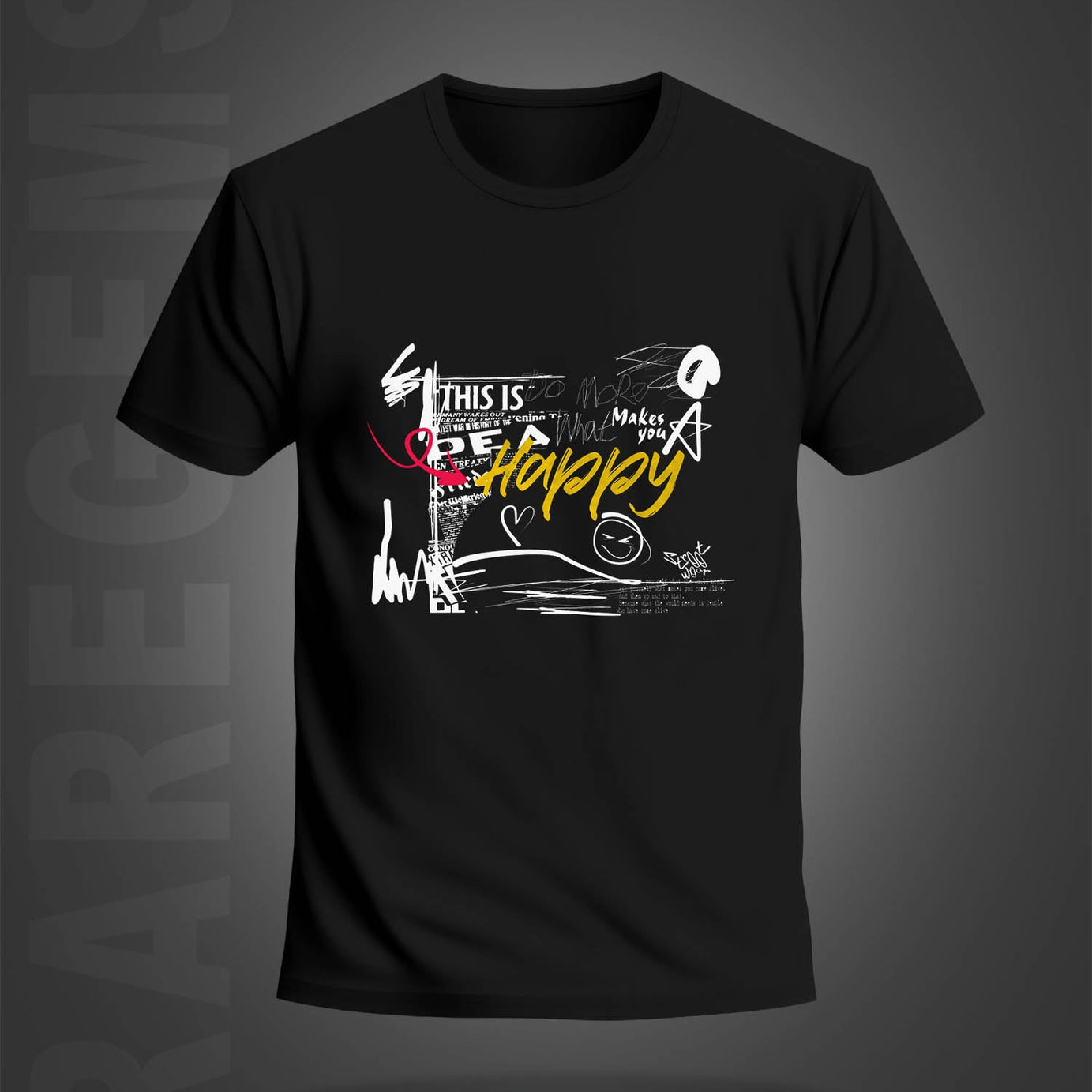 Black Half Sleeves Round Neck Do More What Makes You Happy Printed Regular T-Shirt