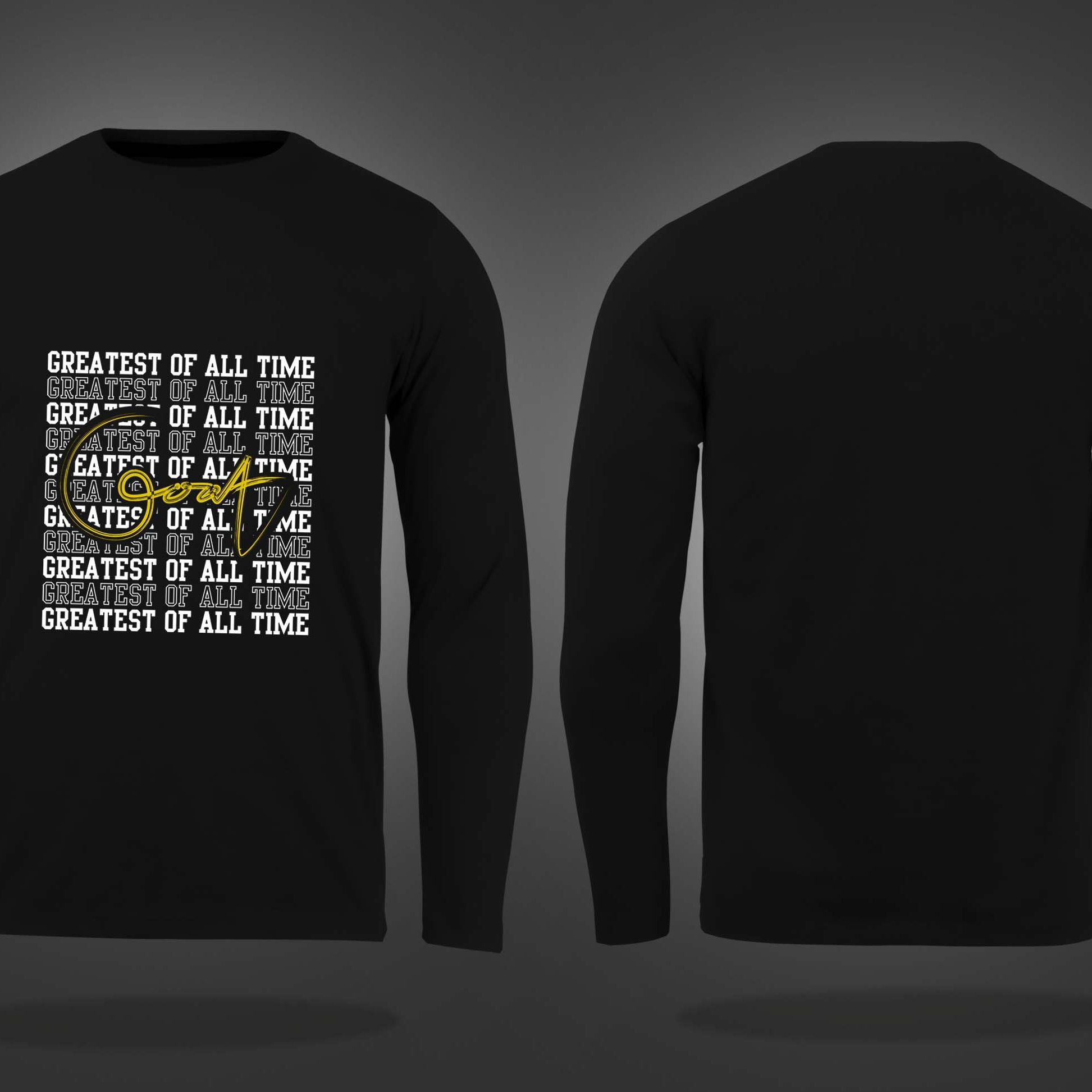 Black Round Neck GOAT Printed Full Sleeves T-Shirt