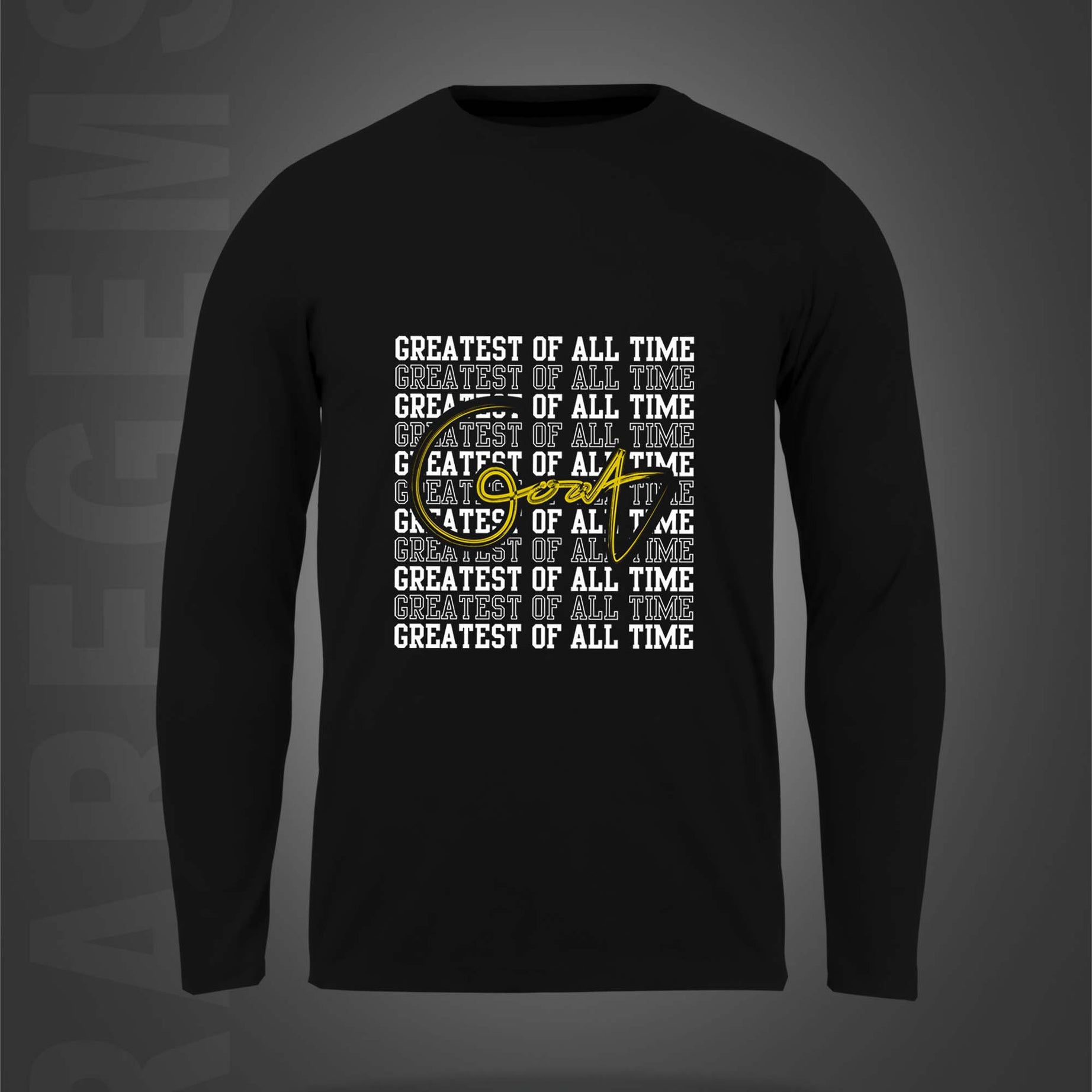 Black  Round Neck Goat Printed Full Sleeves T-Shirt