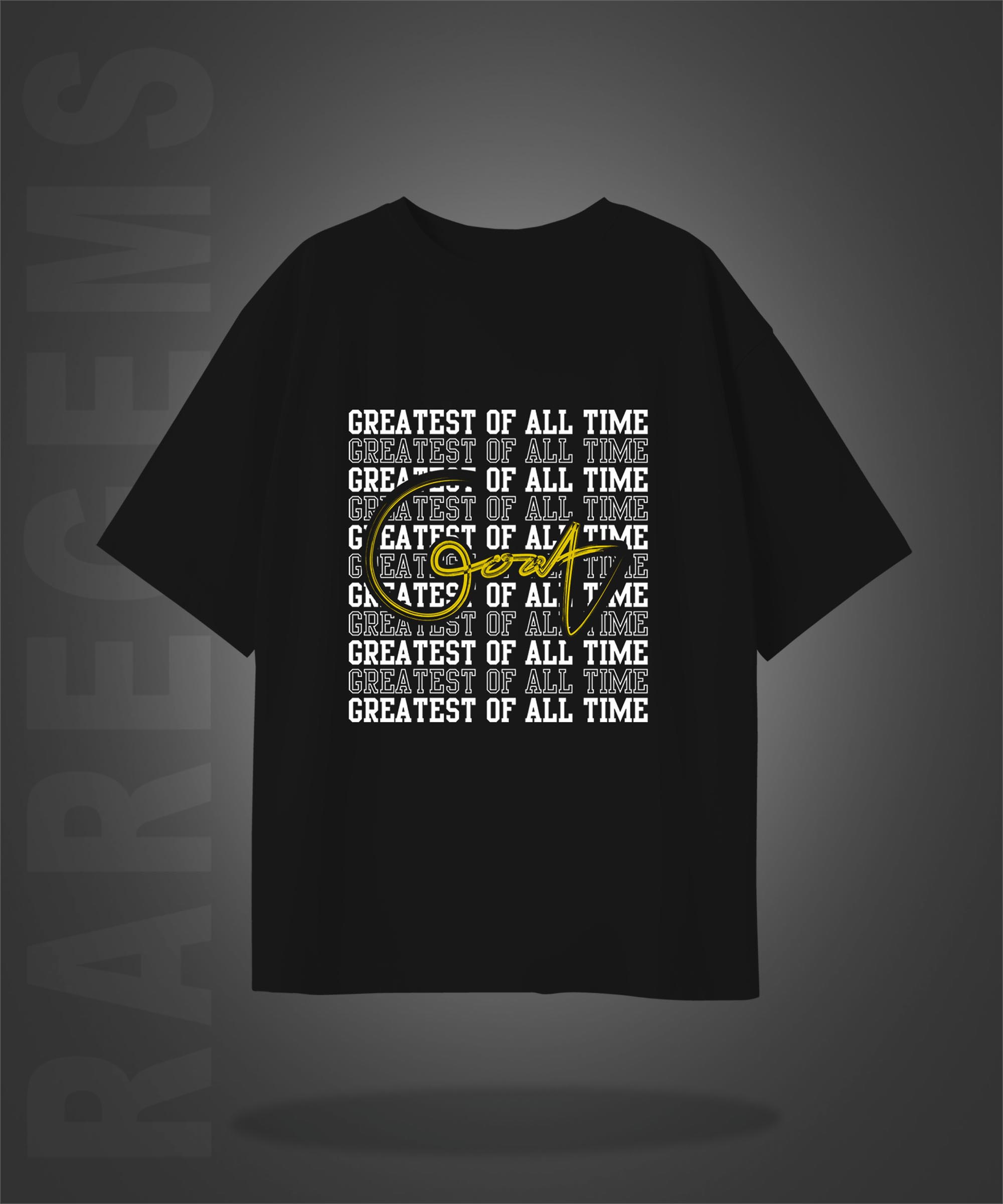 Black Half Sleeve GOAT Printed Oversized T-Shirt