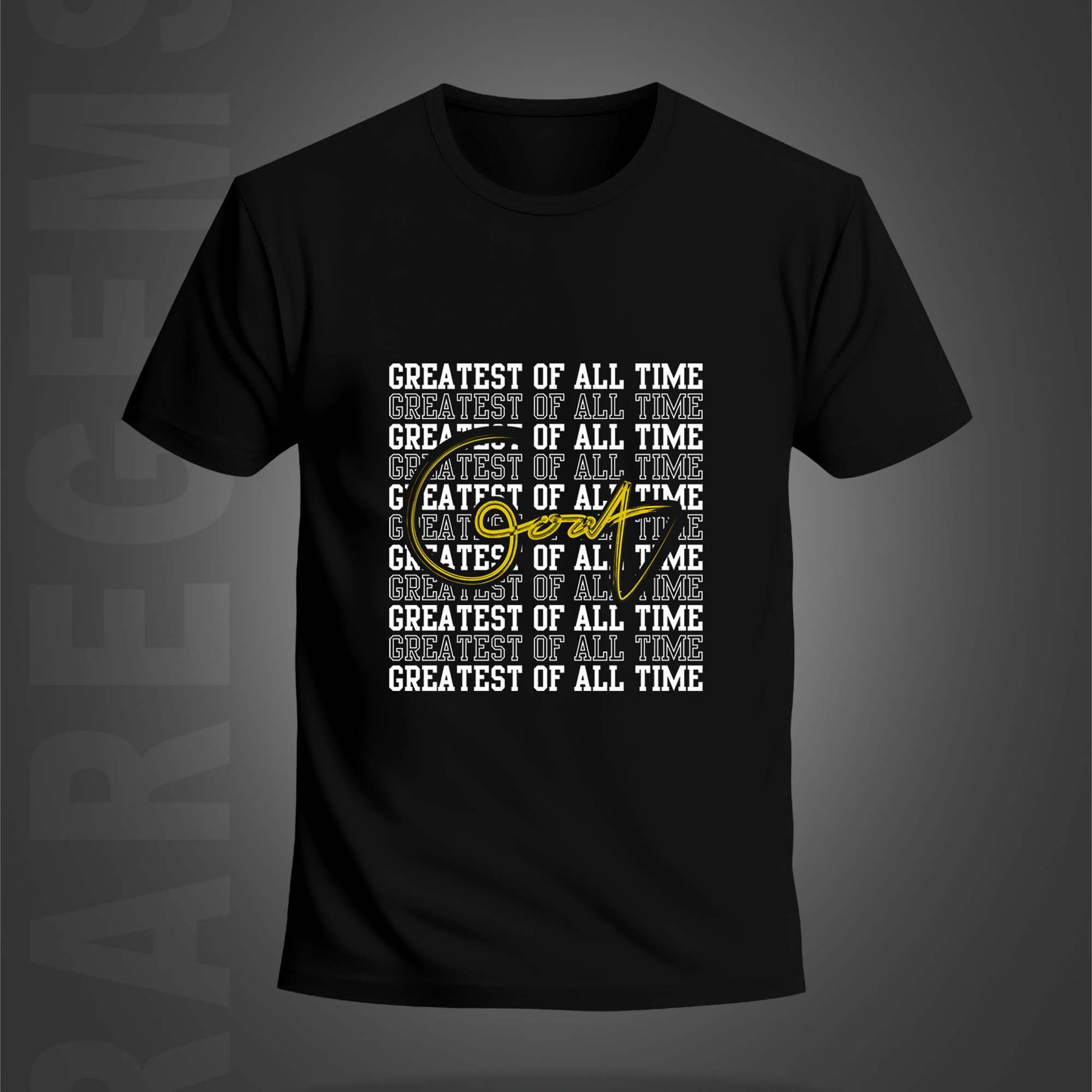 Black Round Neck Half Sleeve GOAT Printed Regular T-Shirt