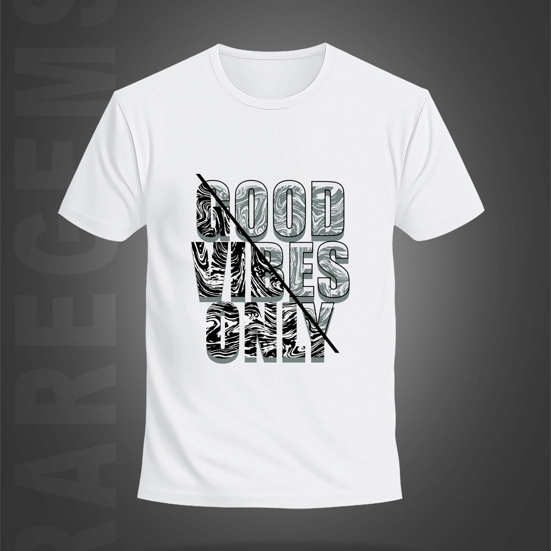 White Round Neck Half Sleeve Good Vibes Only Printed Regular T-Shirt