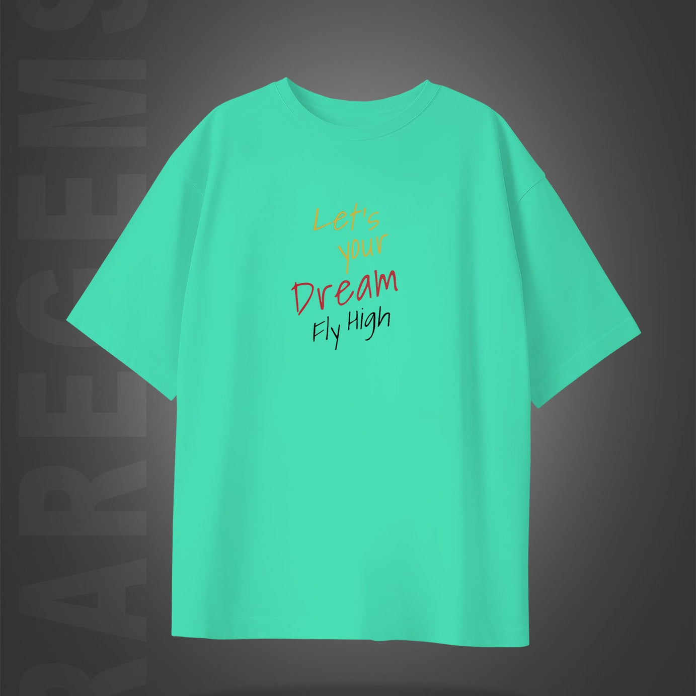 Mint Green Half Sleeve Freedom And Macaw Bird Printed Oversized T-Shirt