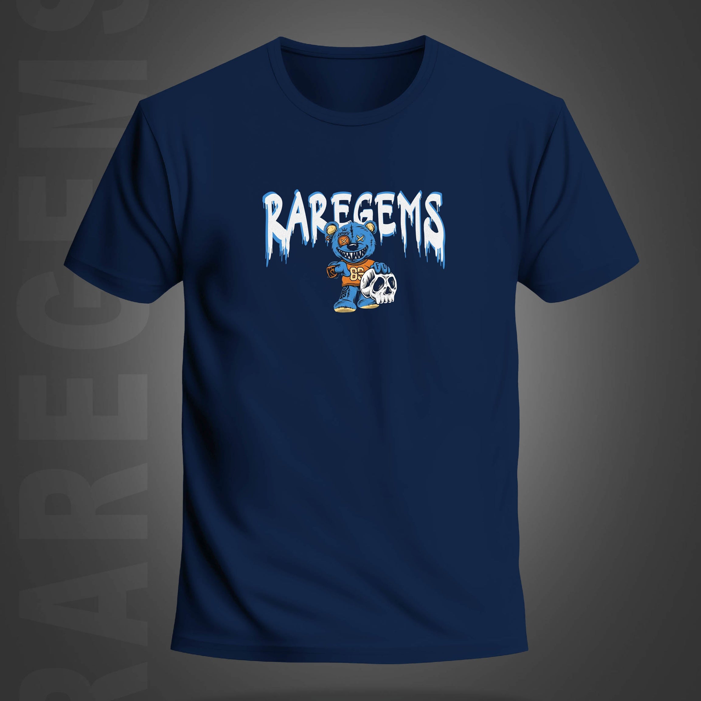 Navy Blue Half Sleeve Spooky Teddy Printed Regular T-Shirt