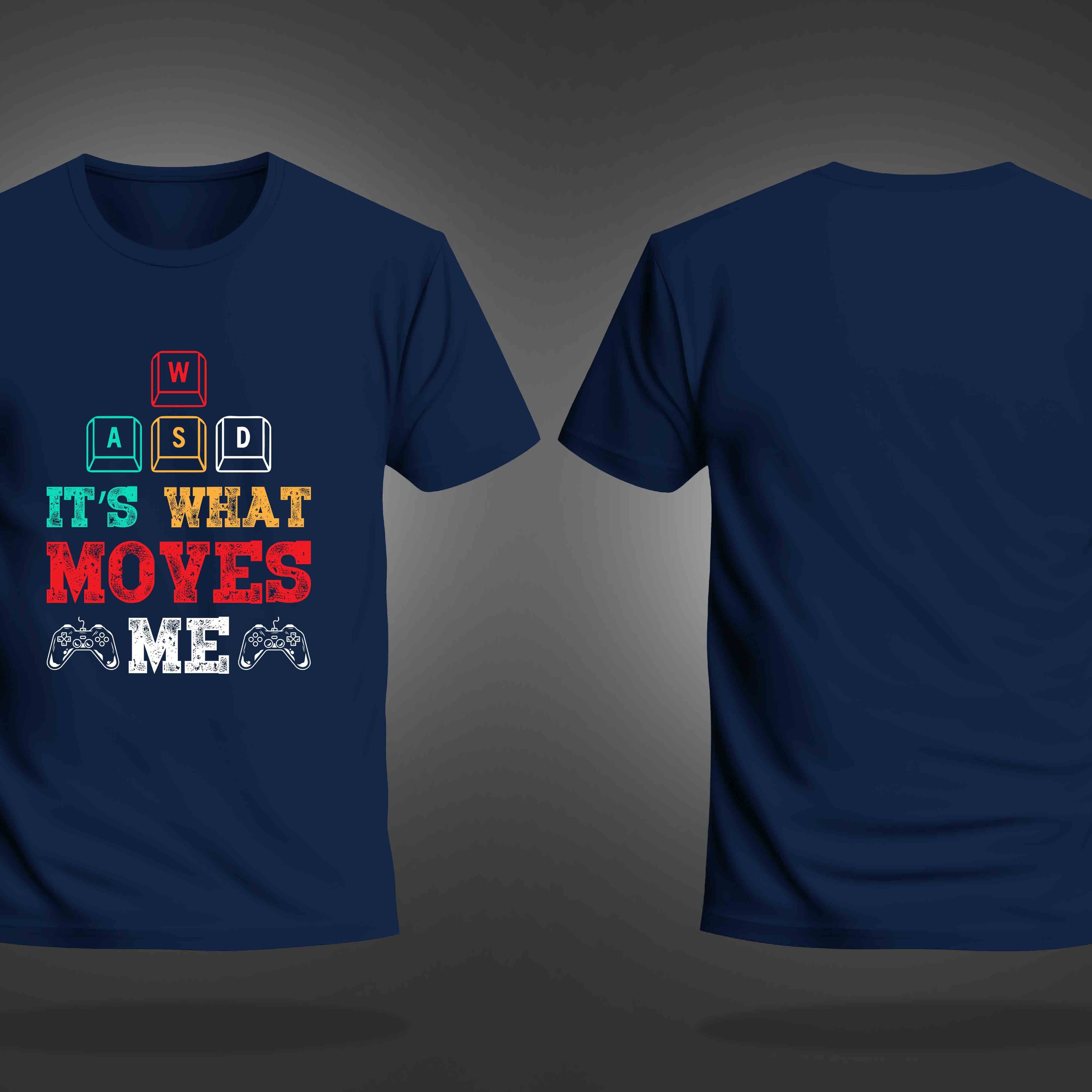 Navy Blue Round Neck Half Sleeve Gaming Keys Printed Regular T-Shirt