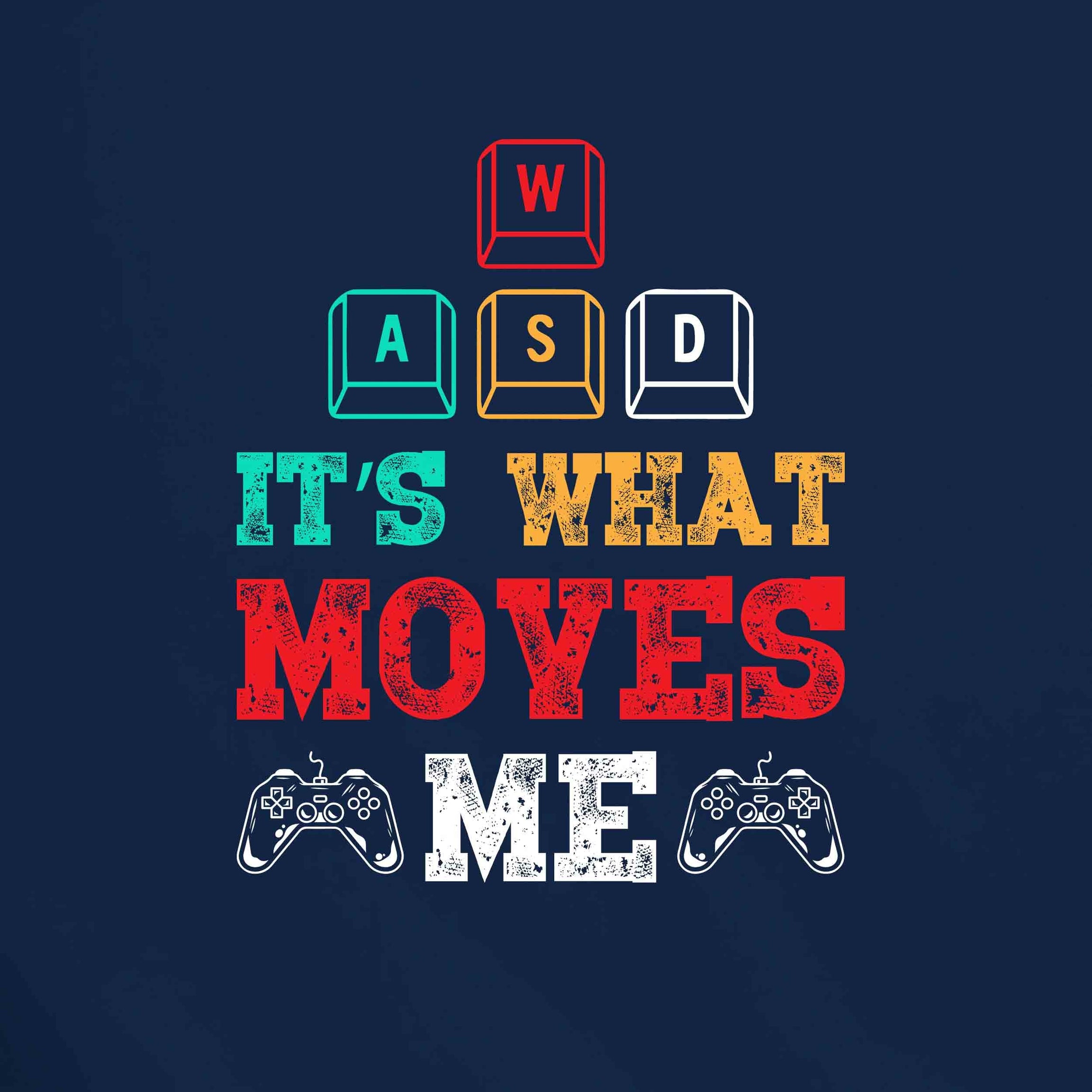 Navy Blue Round Neck Half Sleeve Gaming Keys Printed Regular T-Shirt