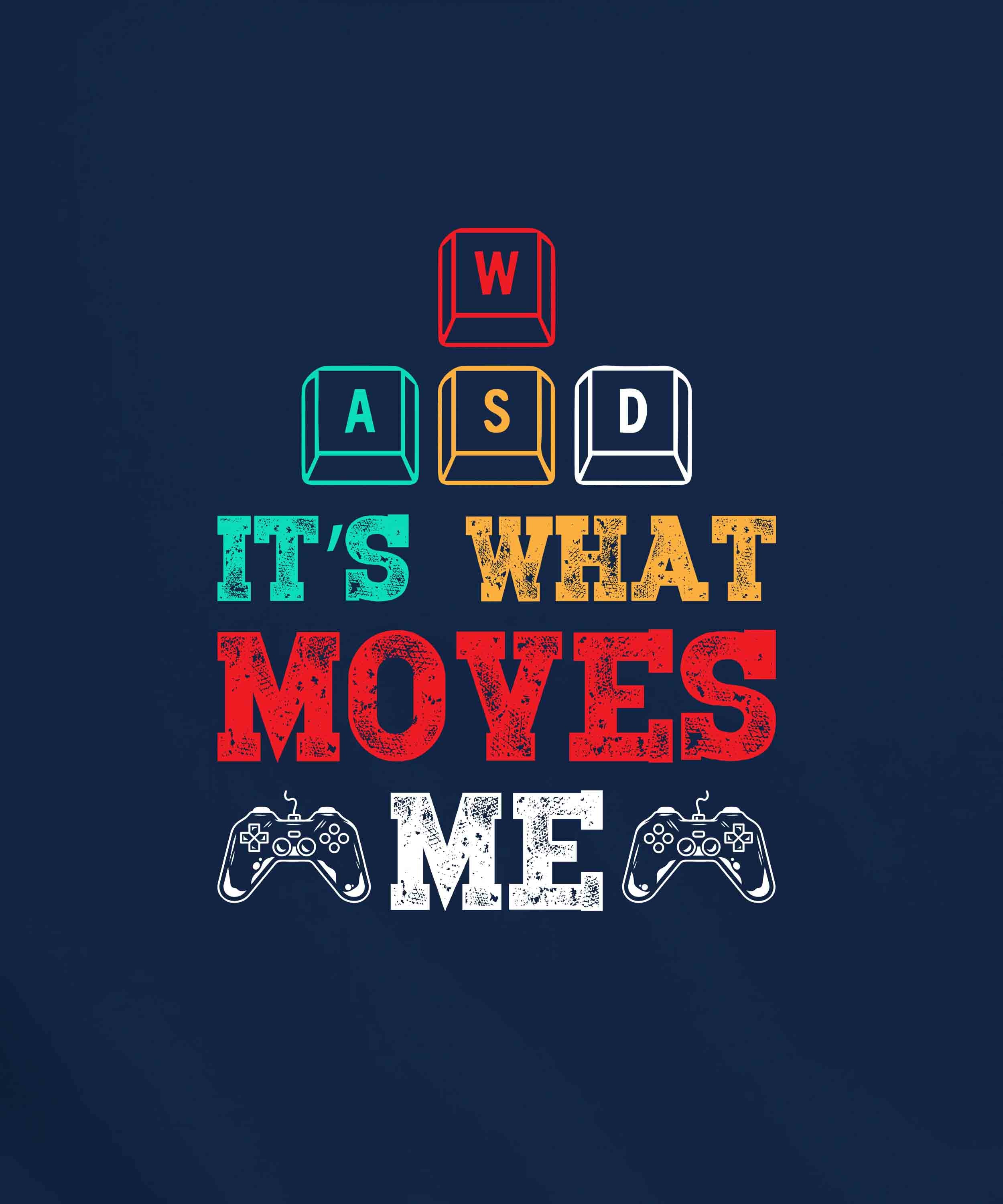 Navy Blue Round Neck Half Sleeve Gaming Keys Printed Regular T-Shirt