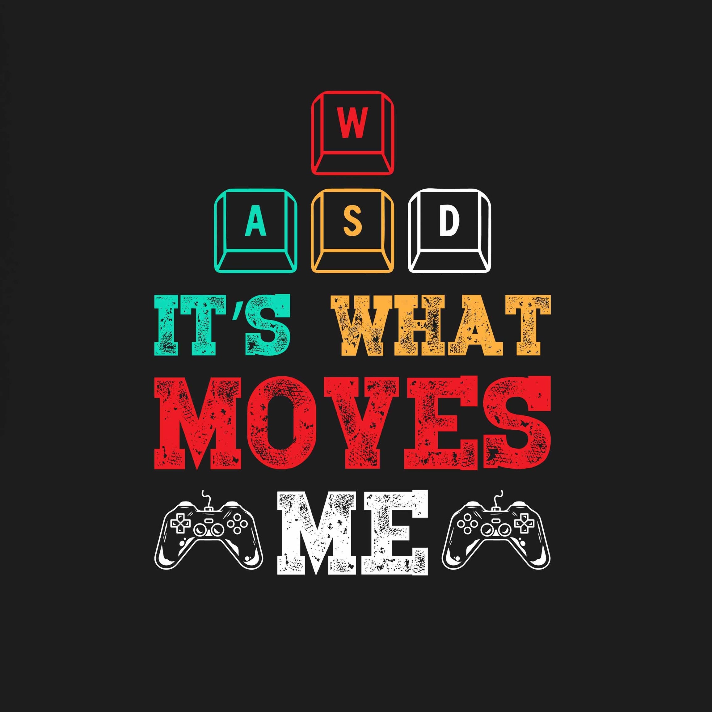 Black Round Neck Half Sleeve Gaming Keys Printed Regular T-Shirt