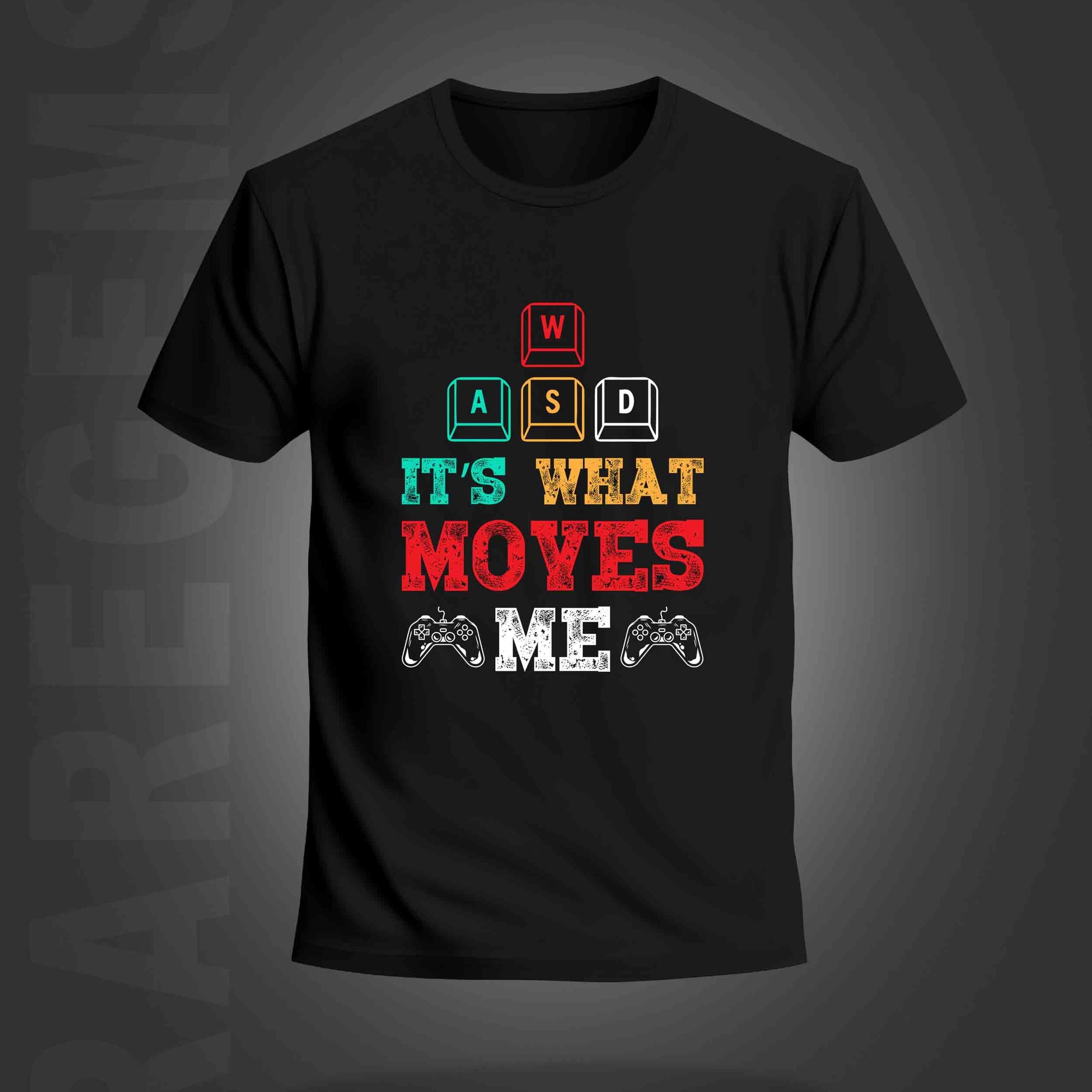 Black Round Neck Half Sleeve Gaming Keys Printed Regular T-Shirt