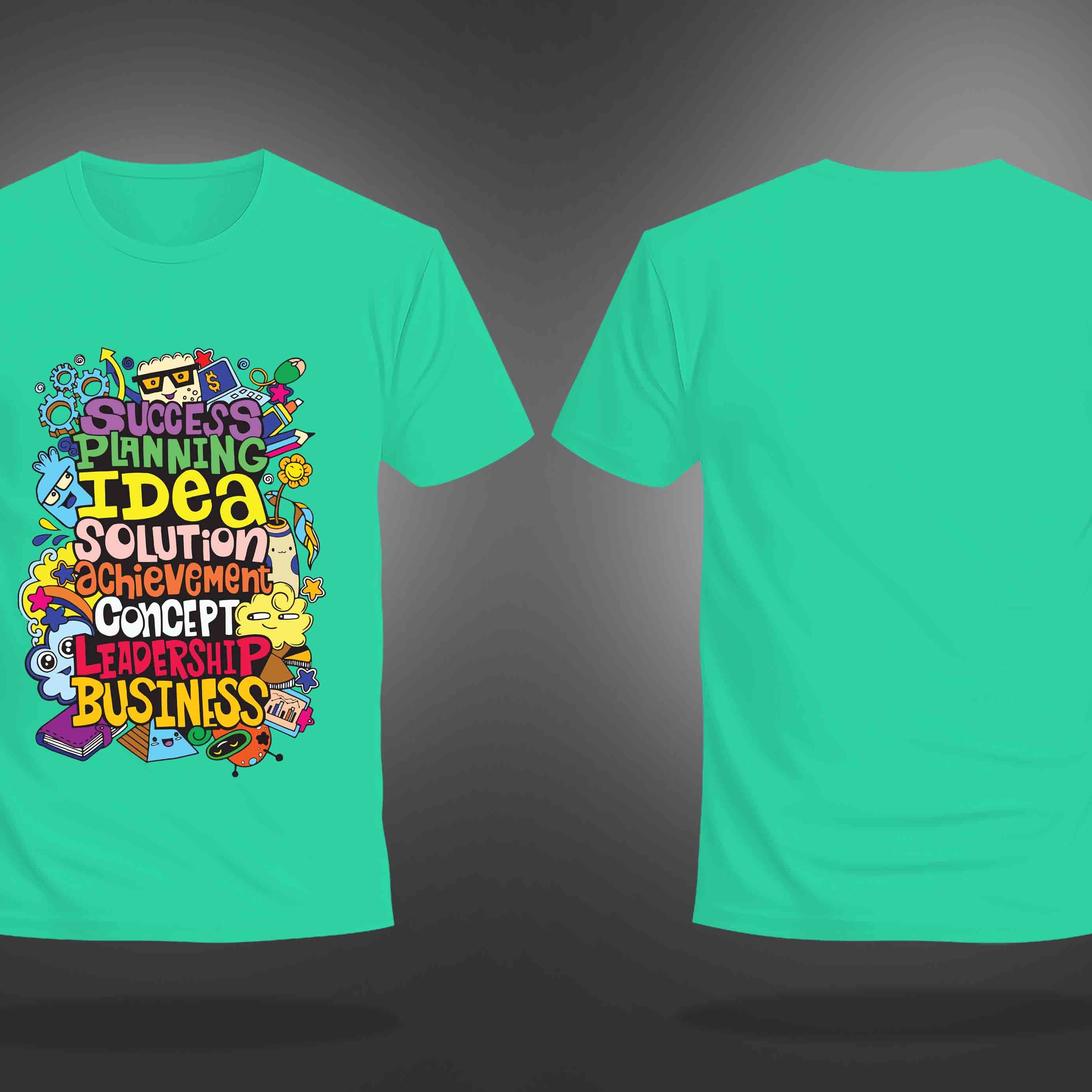 Mint Green Half Sleeve Round Neck Colorful Motivational Words Printed Regular T-Shirt