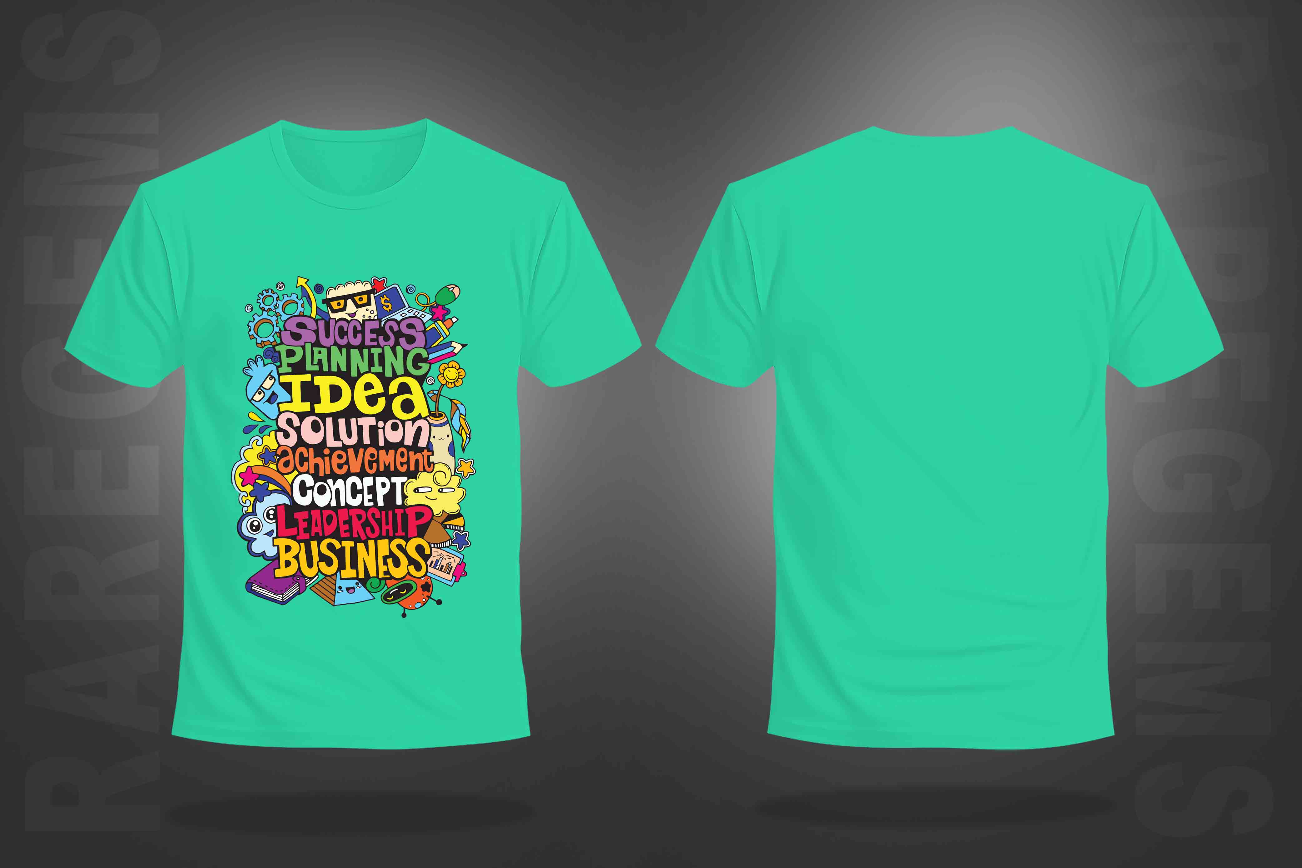 Mint Green Half Sleeve Round Neck Colorful Motivational Words Printed Regular T-Shirt