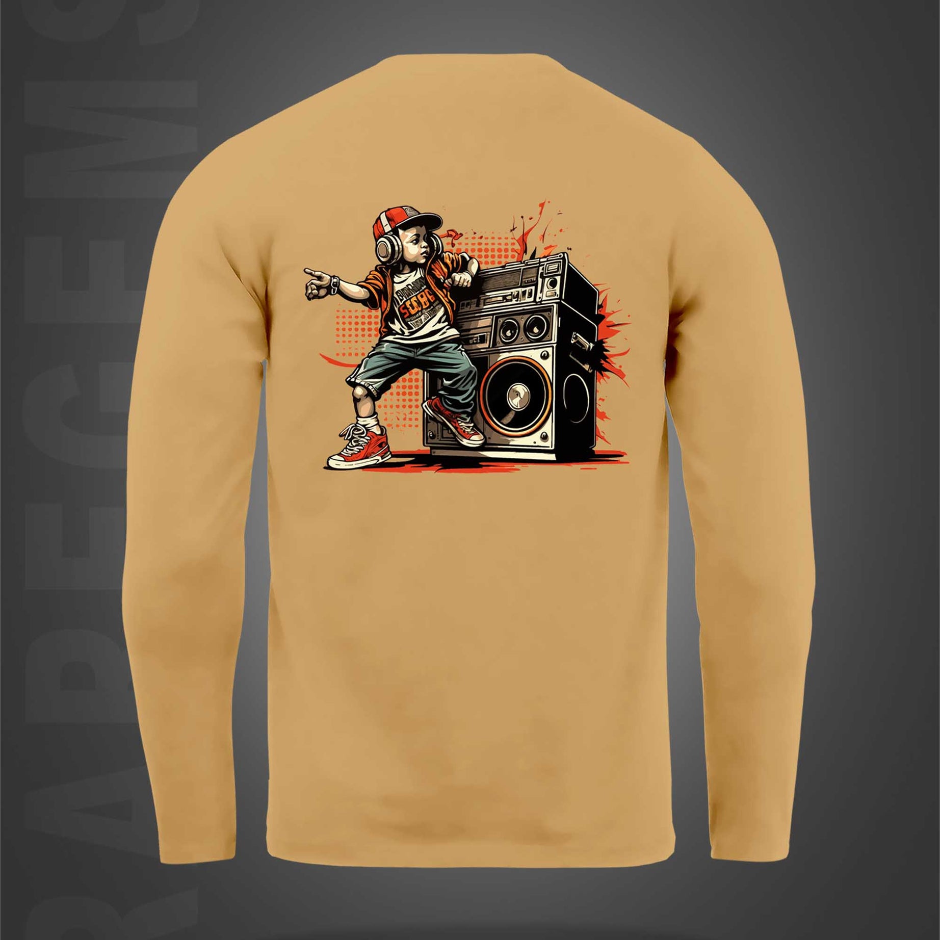 Beige Round Neck Hip Hop Boy Printed Full Sleeves T-Shirt