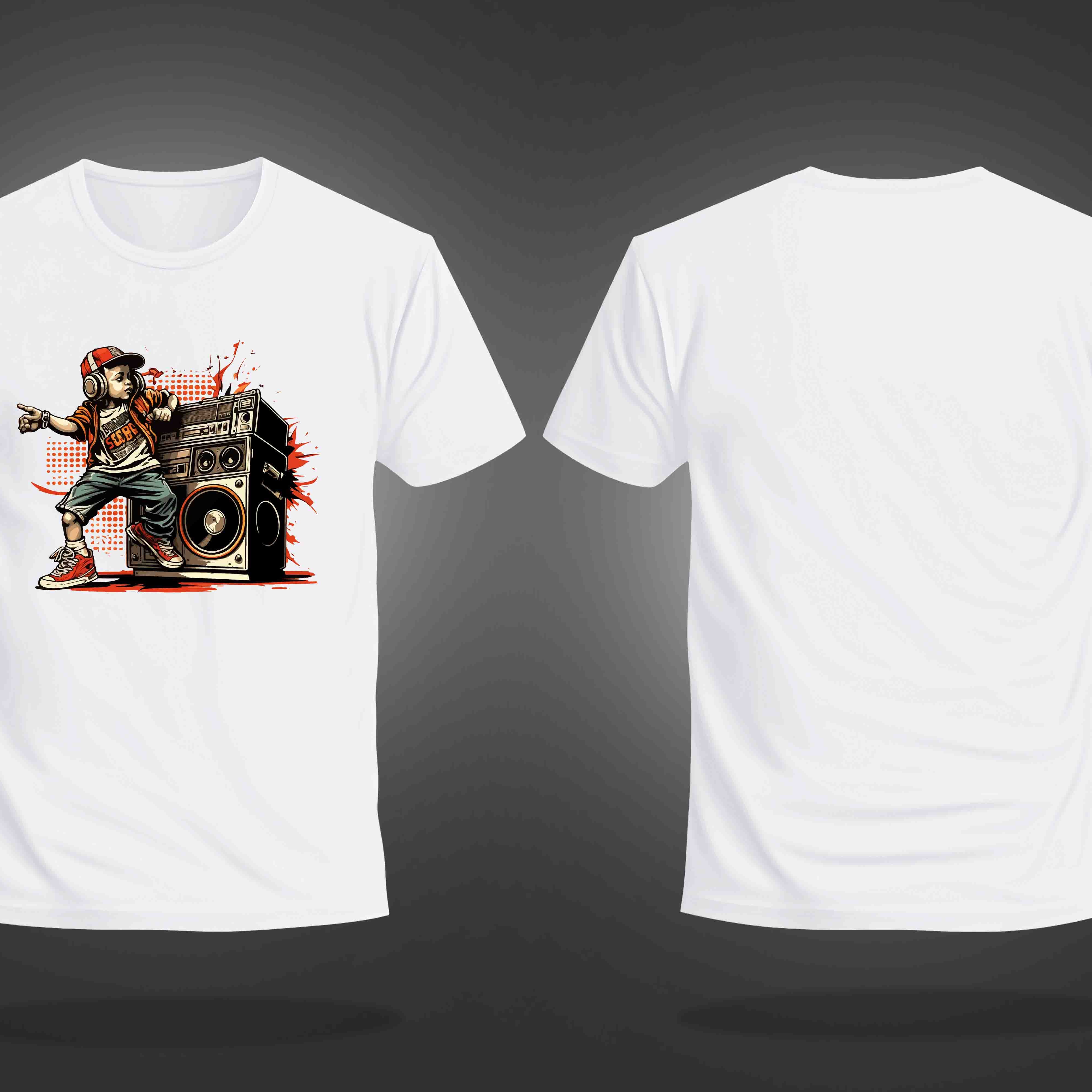 White Half Sleeve Round Neck Hip-Hop Boy Printed Regular T-Shirt