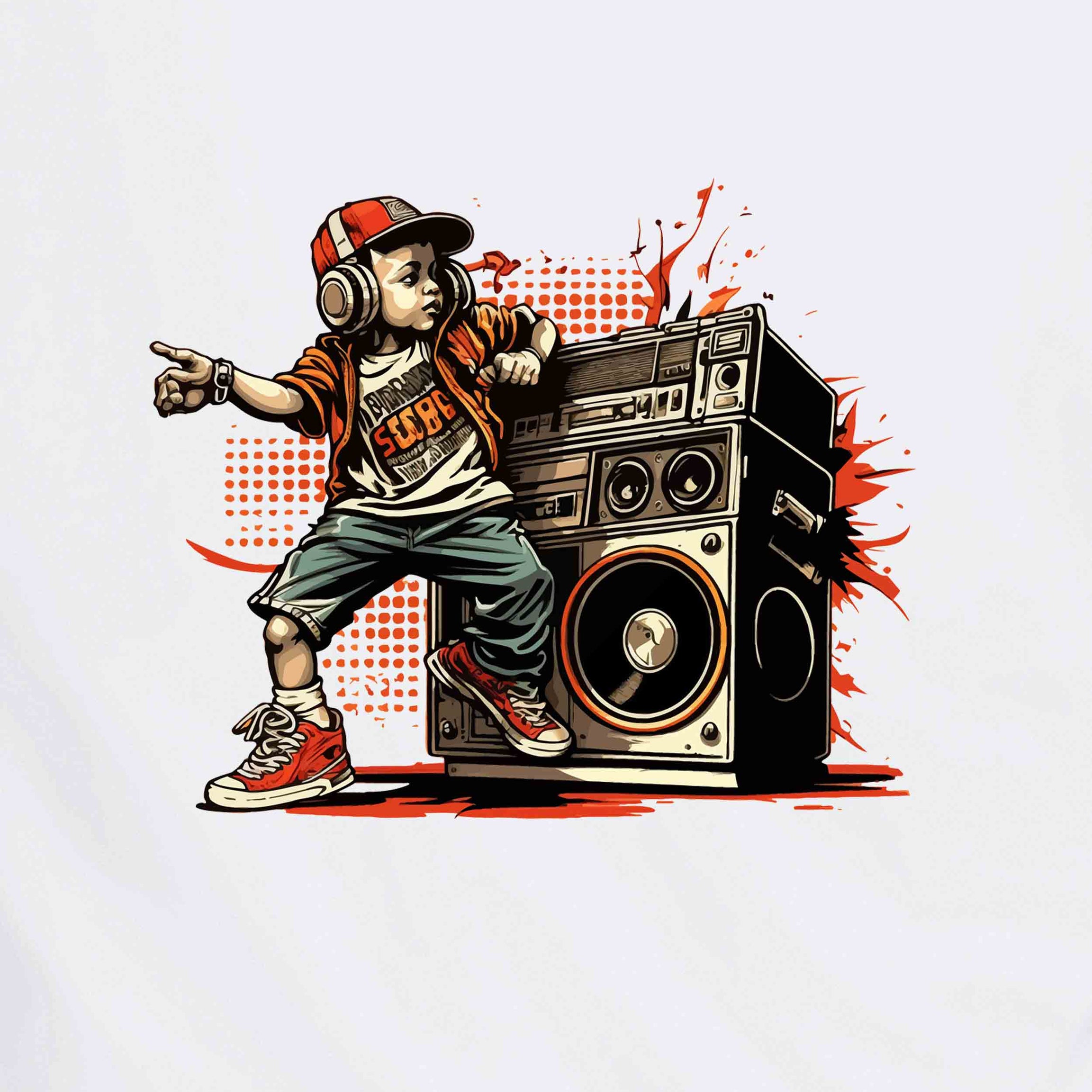 White Half Sleeve Round Neck Hip-Hop Boy Printed Regular T-Shirt