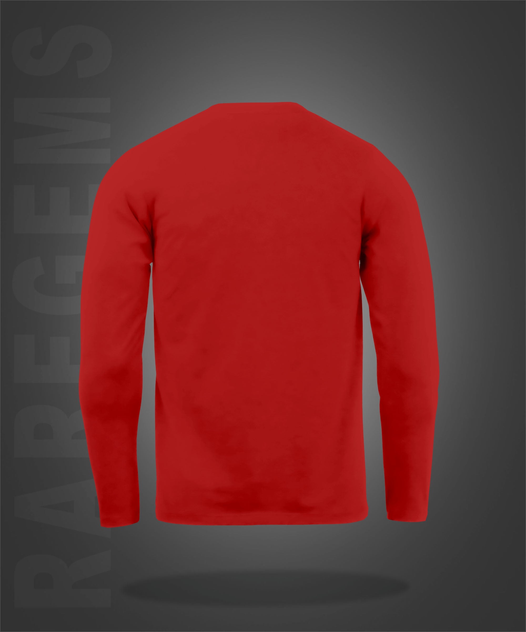 Red Round Neck Skull And Palm Tree Printed Full Sleeves T-Shirt