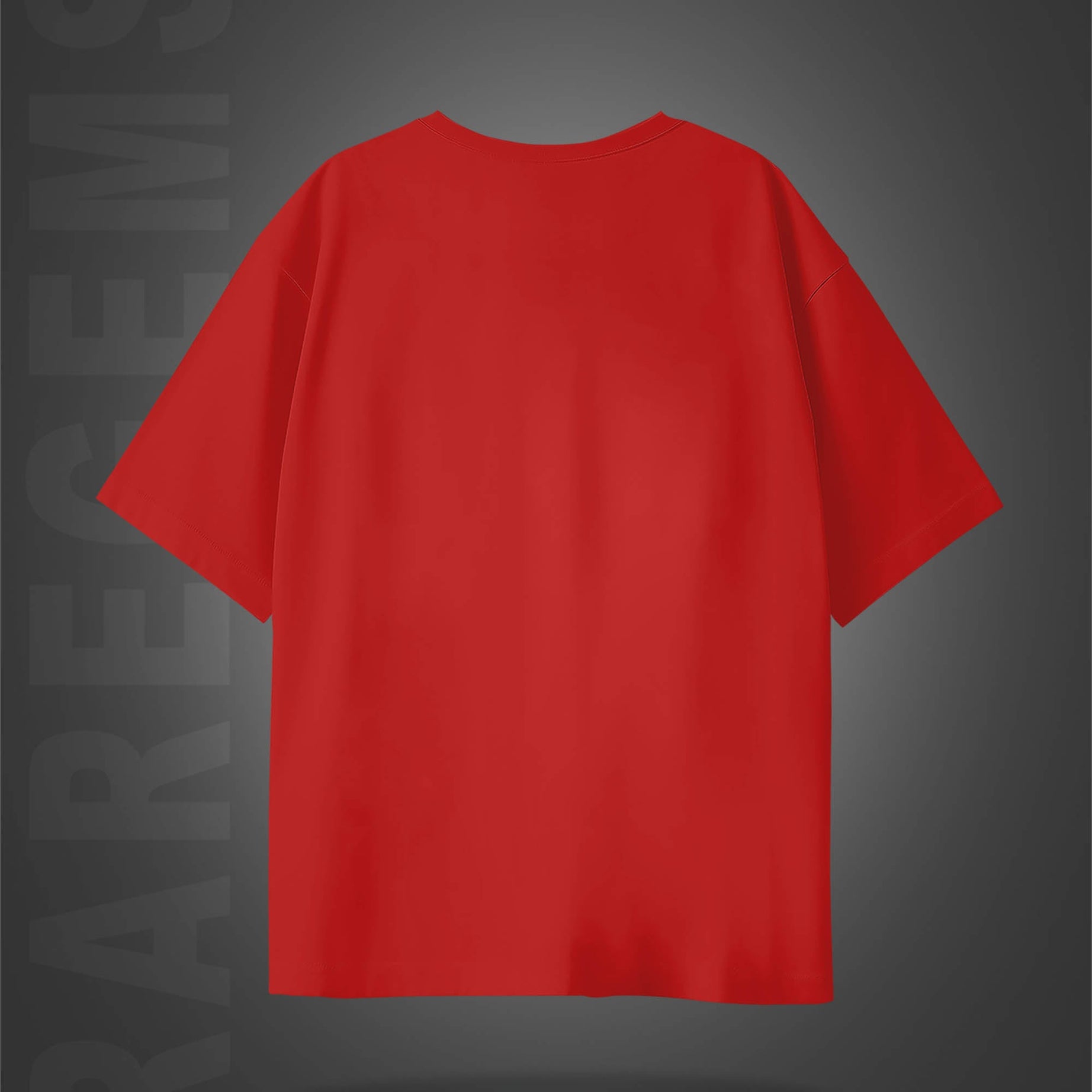 Red Half Sleeves Round Neck Skull And Palm Tree Printed Oversized T-Shirt