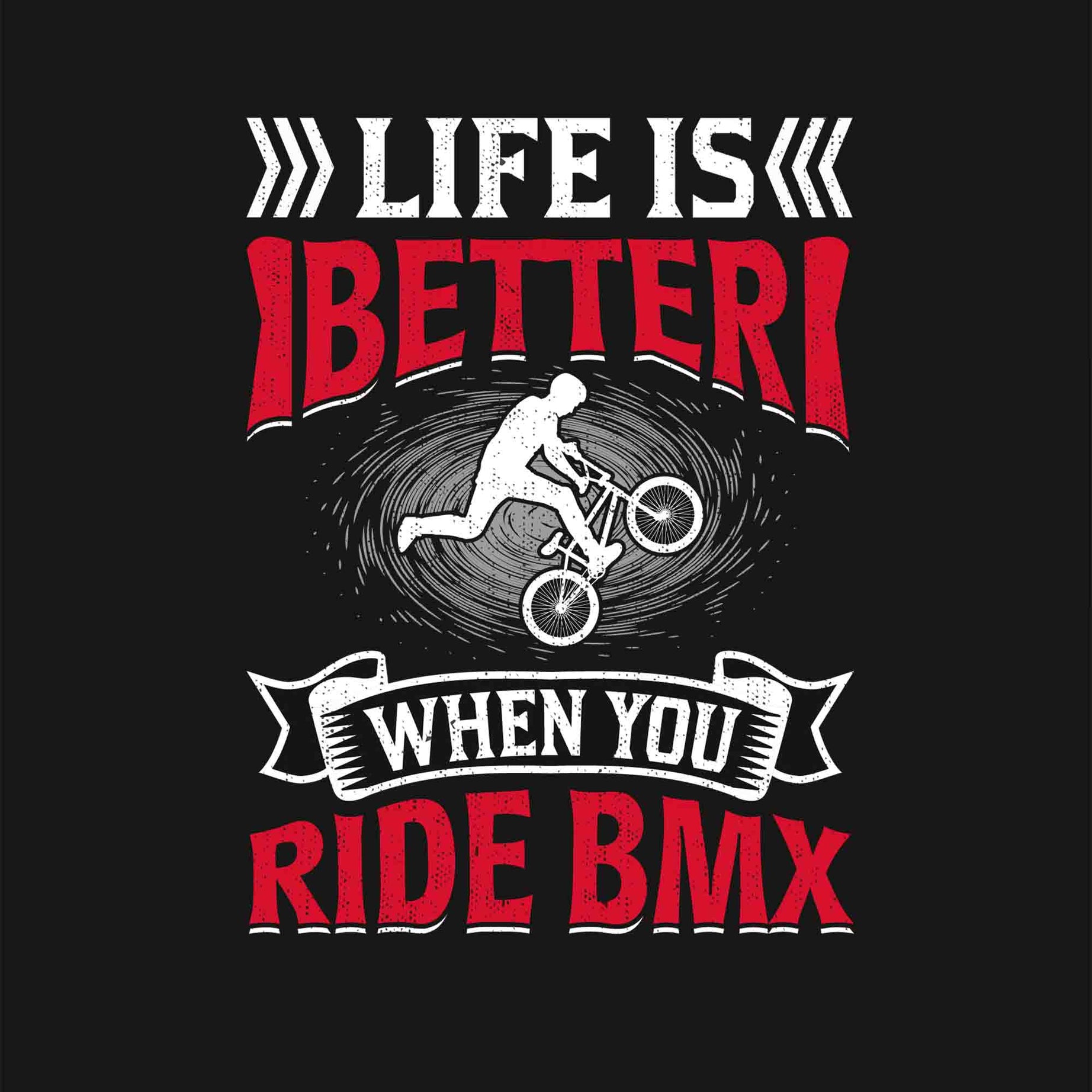 Black Round Neck Ride BMX Printed Full Sleeves T-Shirt
