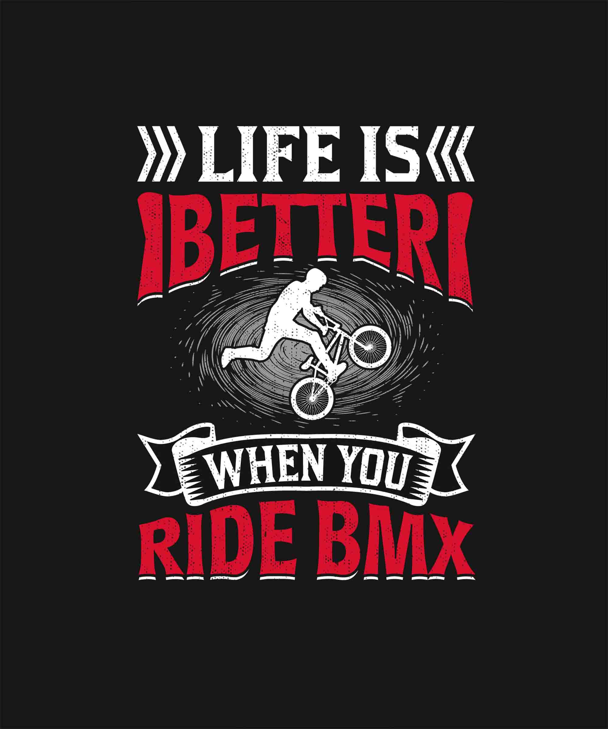 Black Round Neck Ride BMX Printed Full Sleeves T-Shirt