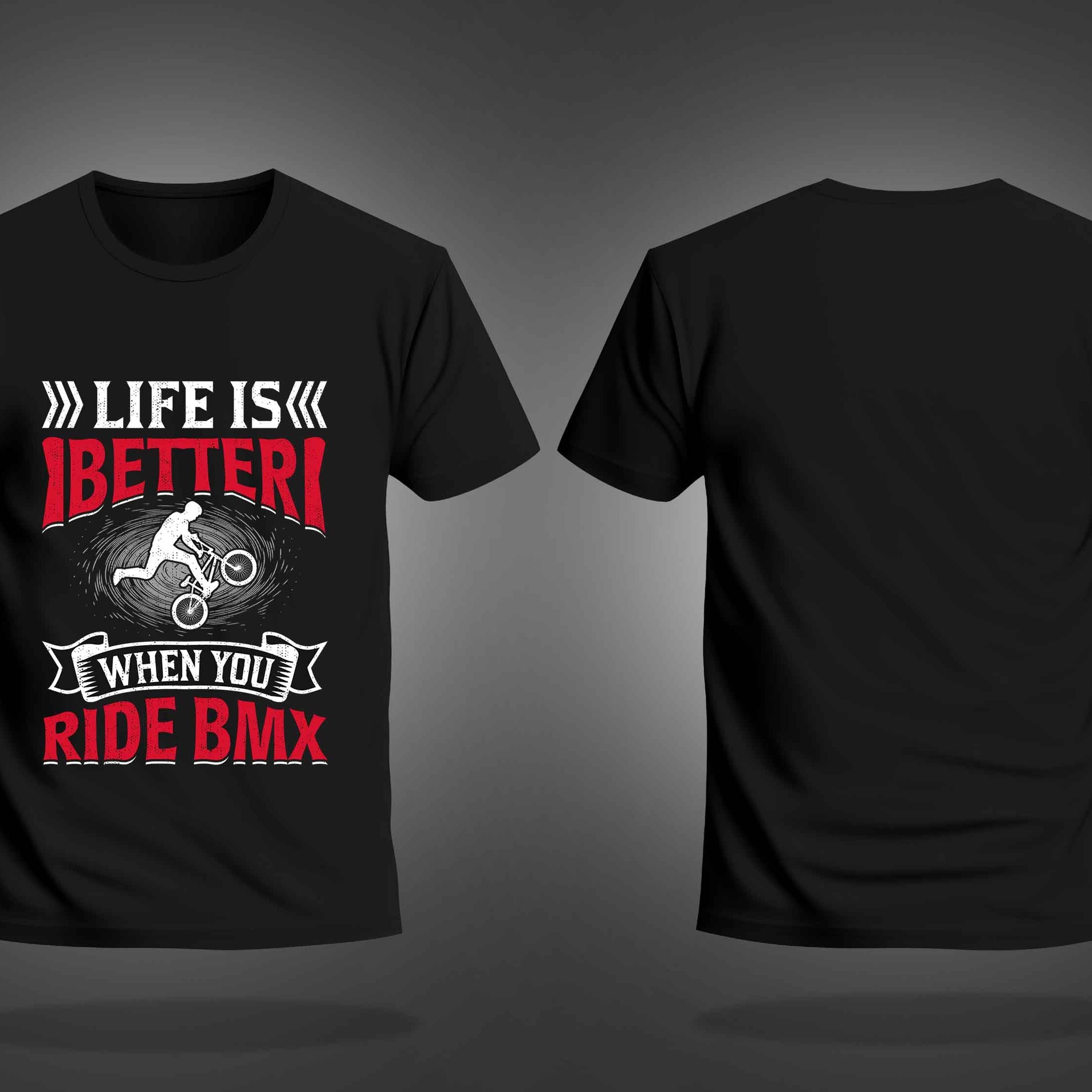 Black Half Sleeve Round Neck Ride BMX  Printed Regular T-Shirt