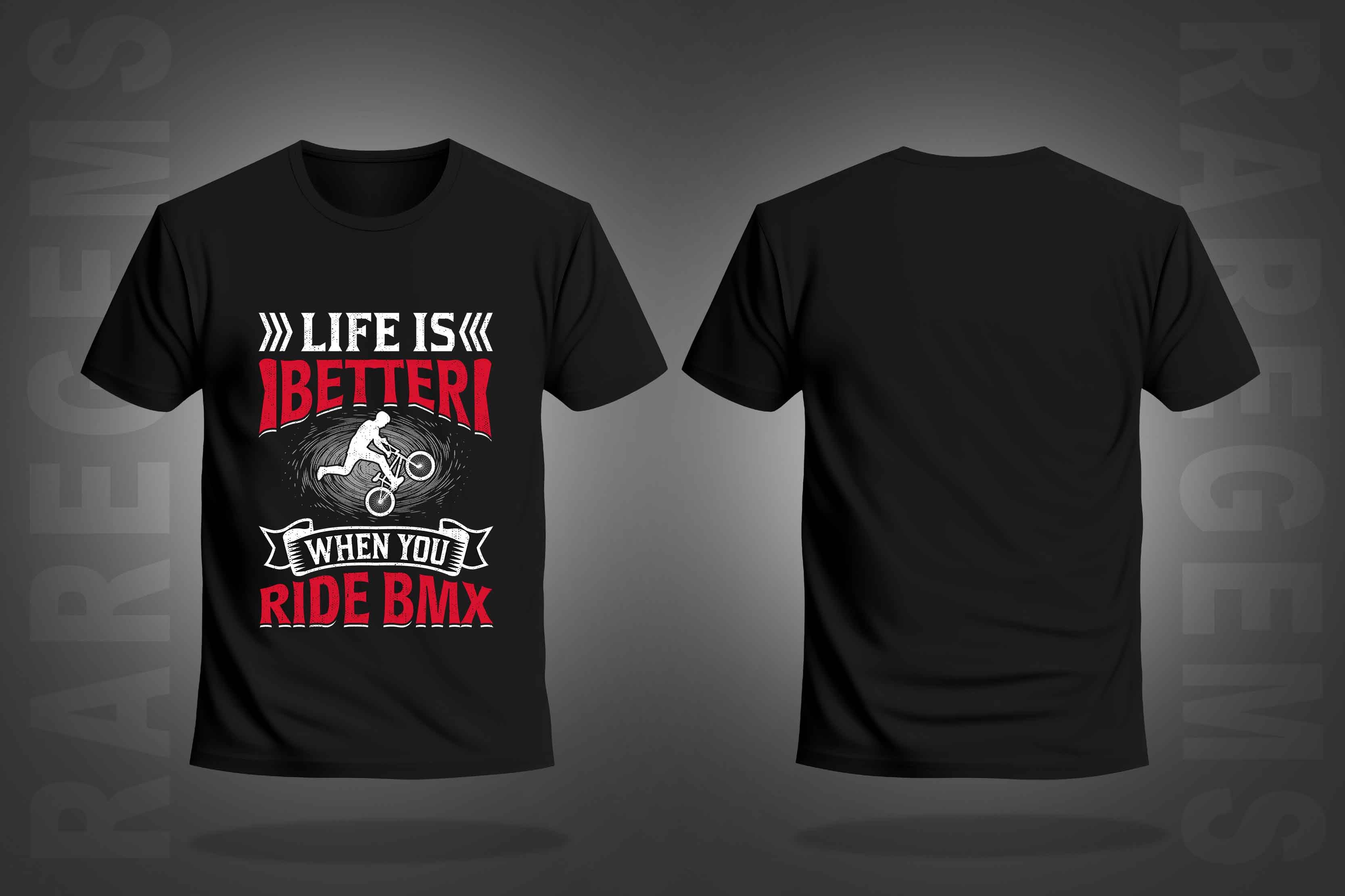 Black Half Sleeve Round Neck Ride BMX  Printed Regular T-Shirt