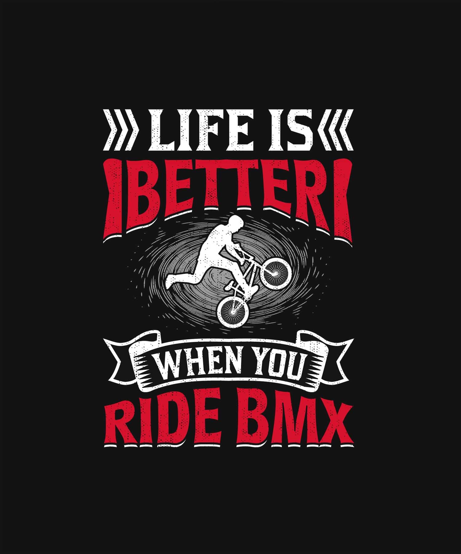 Black Half Sleeve Round Neck Ride BMX  Printed Regular T-Shirt
