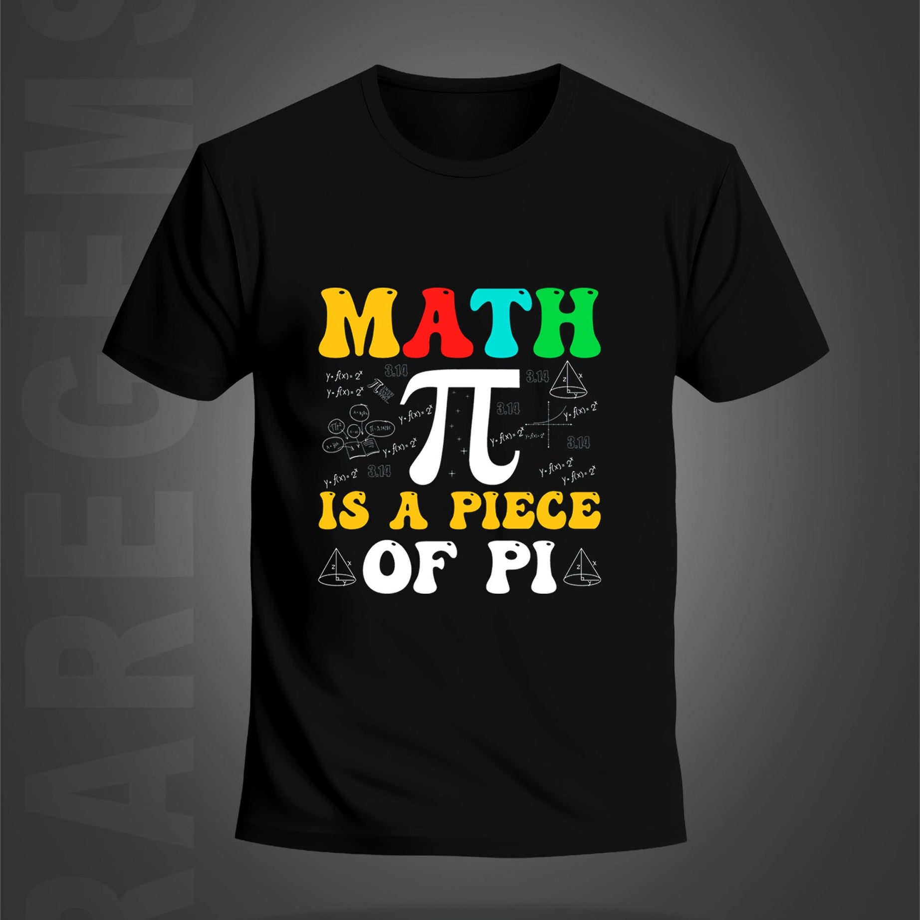 Black Half Sleeves Round Neck Maths And Pi Printed Regular T-Shirt