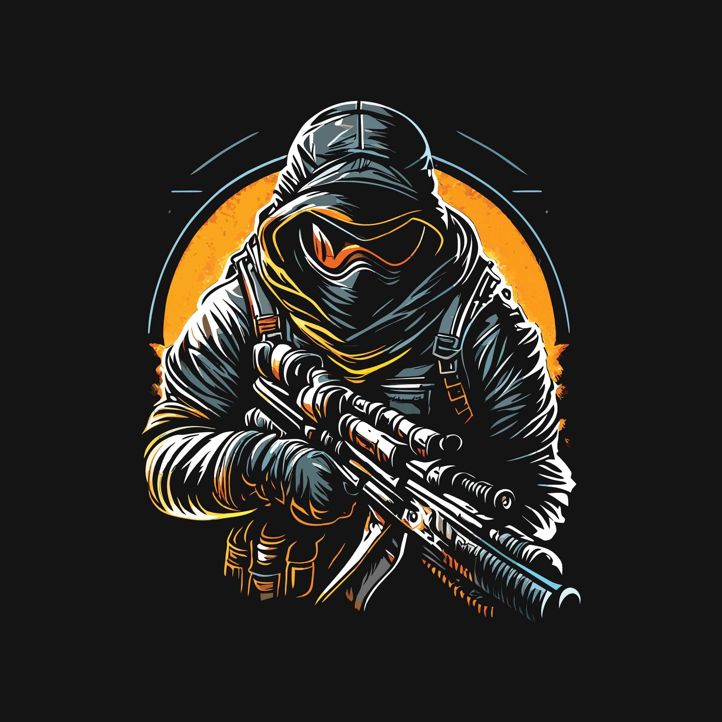 Black Half Sleeves Round Neck Commando Printed Regular T-Shirt