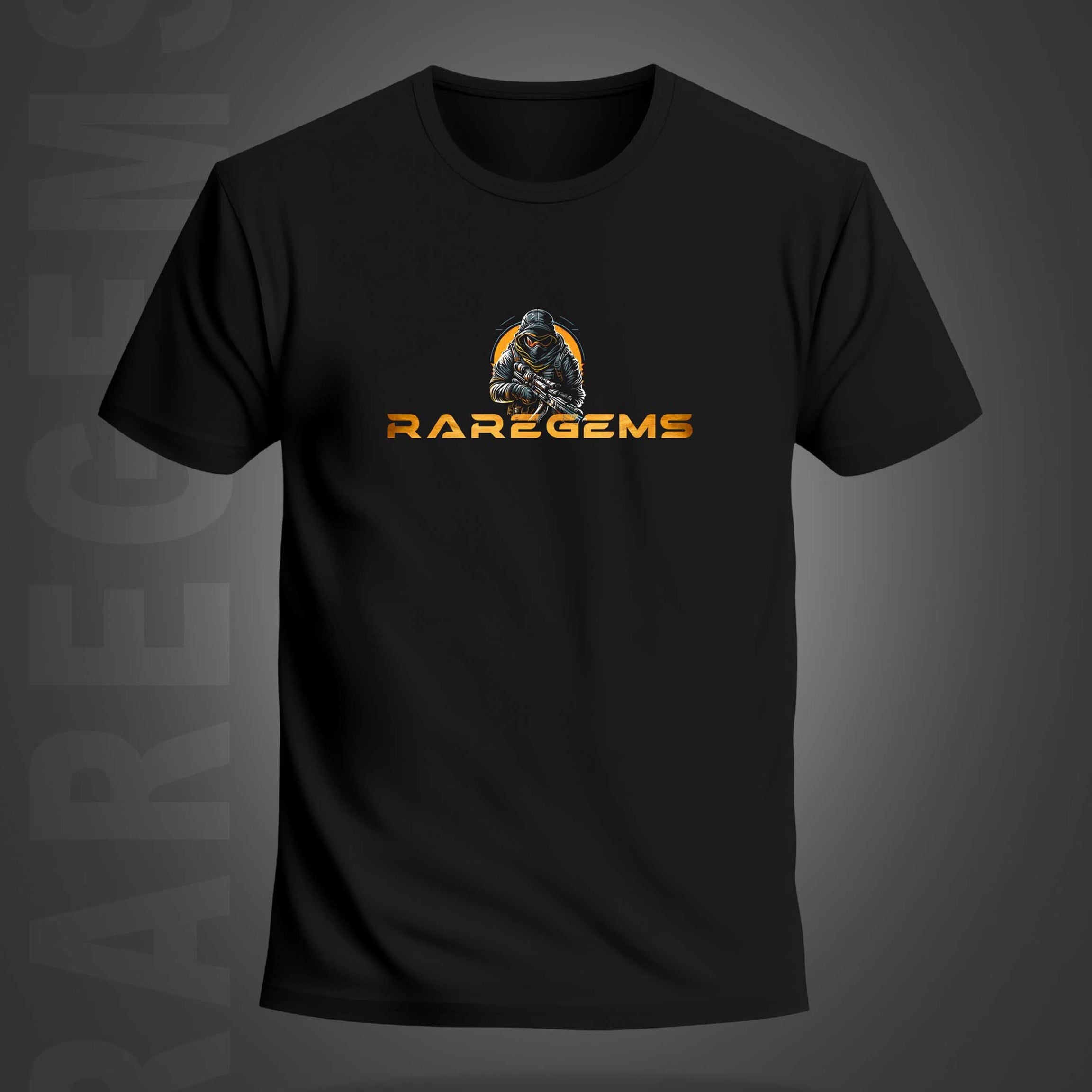 Black Half Sleeves Round Neck Commando Printed Regular T-Shirt