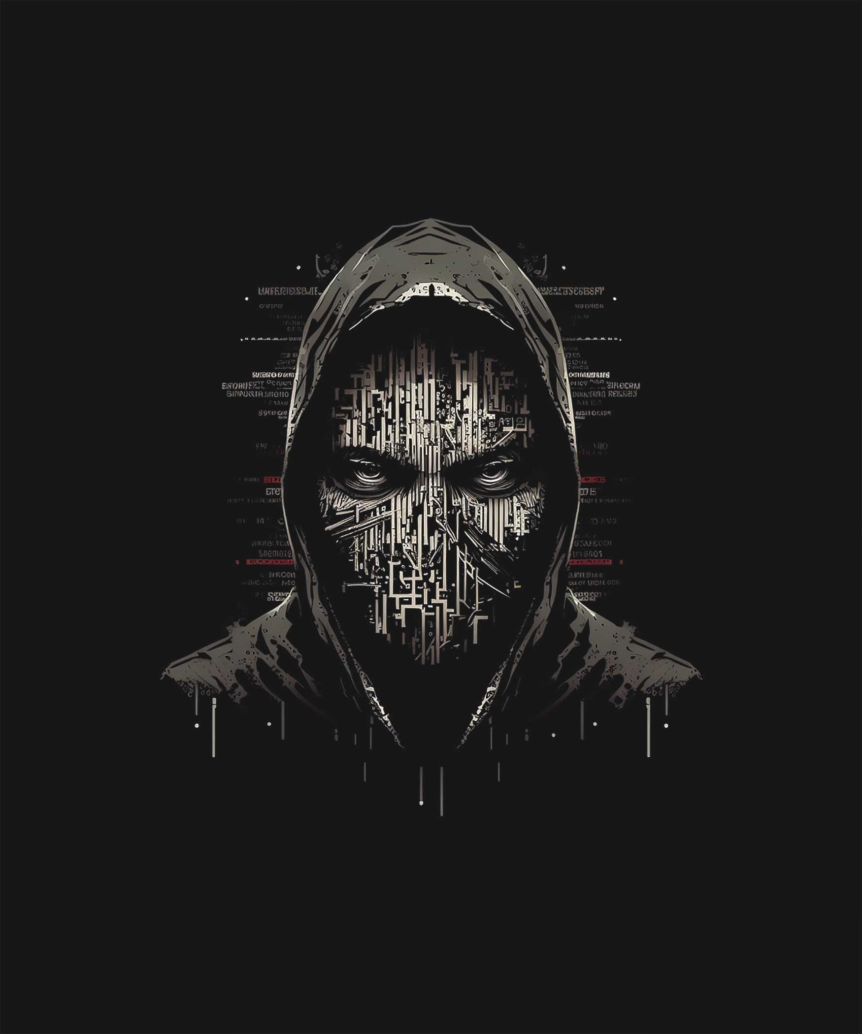 Black Half Sleeves Round Neck Hacker Man Printed Oversized T-Shirt