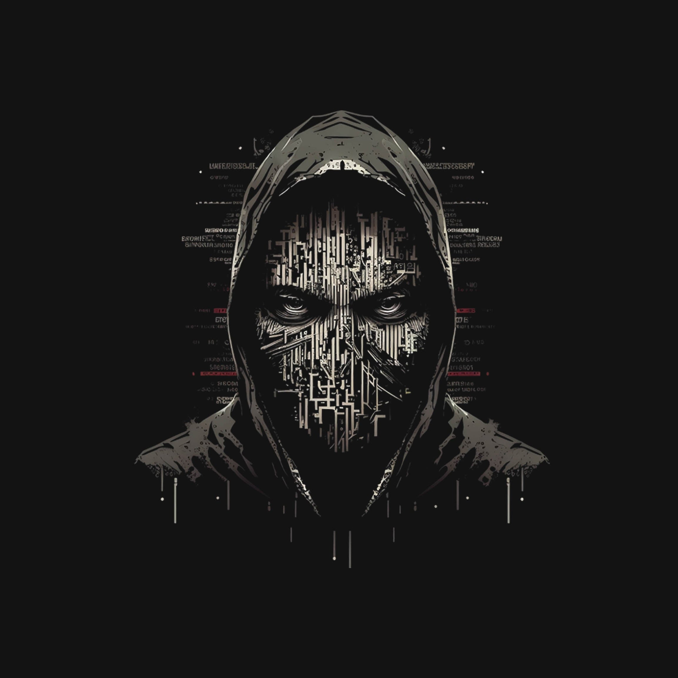 Black Half Sleeve Round Neck Hacker Man Printed Regular T-Shirt