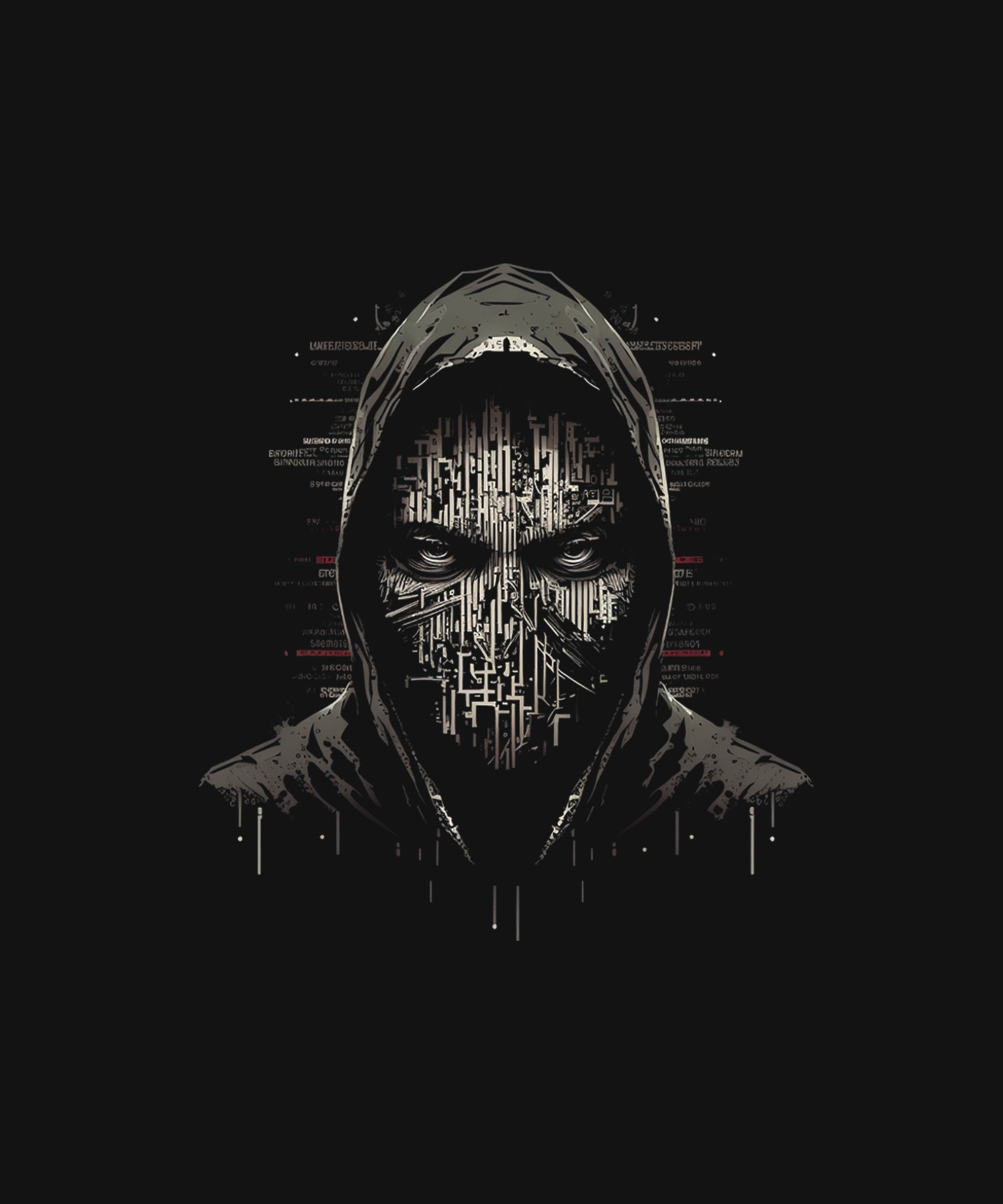 Black Half Sleeve Round Neck Hacker Man Printed Regular T-Shirt