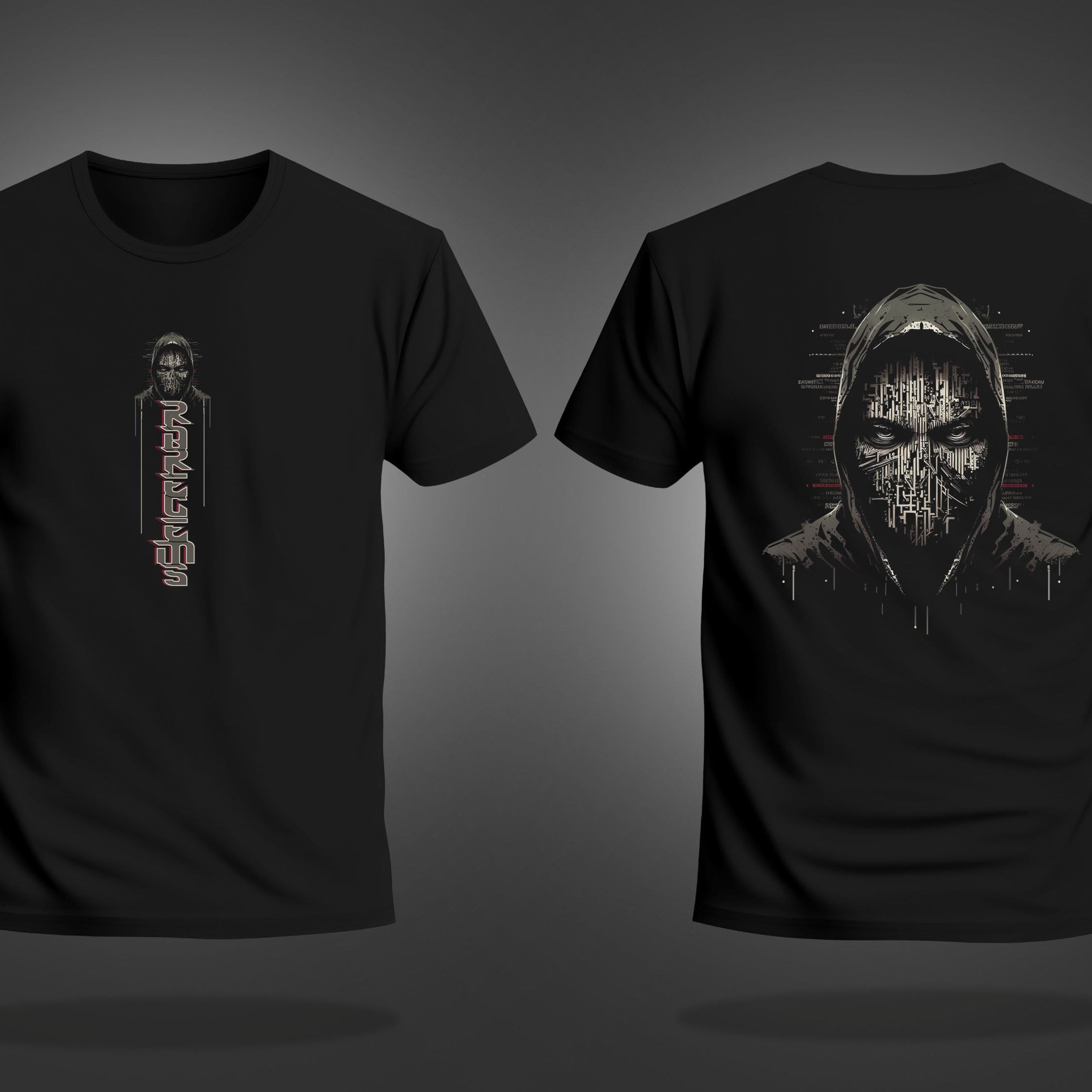 Black Half Sleeve Round Neck Hacker Man Printed Regular T-Shirt