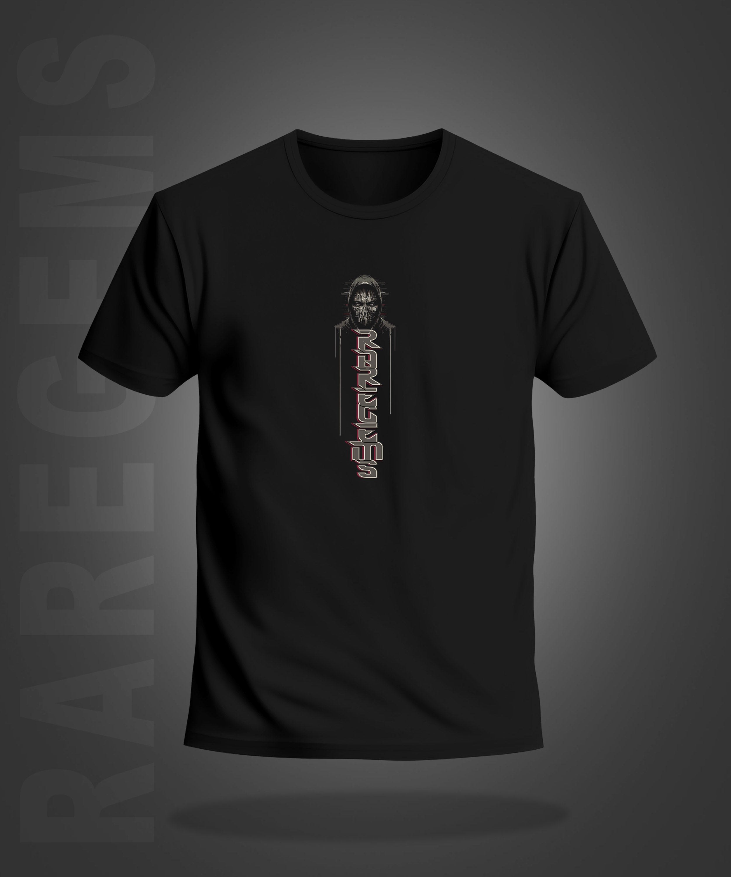 Black Half Sleeve Round Neck Hacker Man Printed Regular T-Shirt