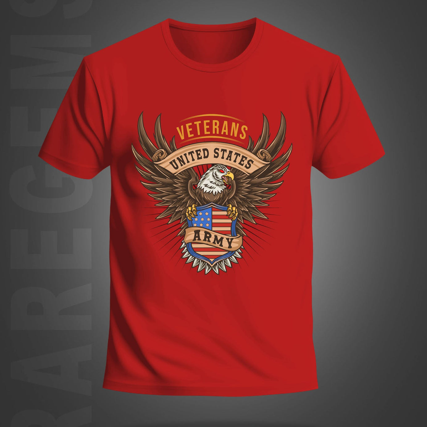 Red Half Sleeves Round Neck United States Army Printed Regular T-Shirt