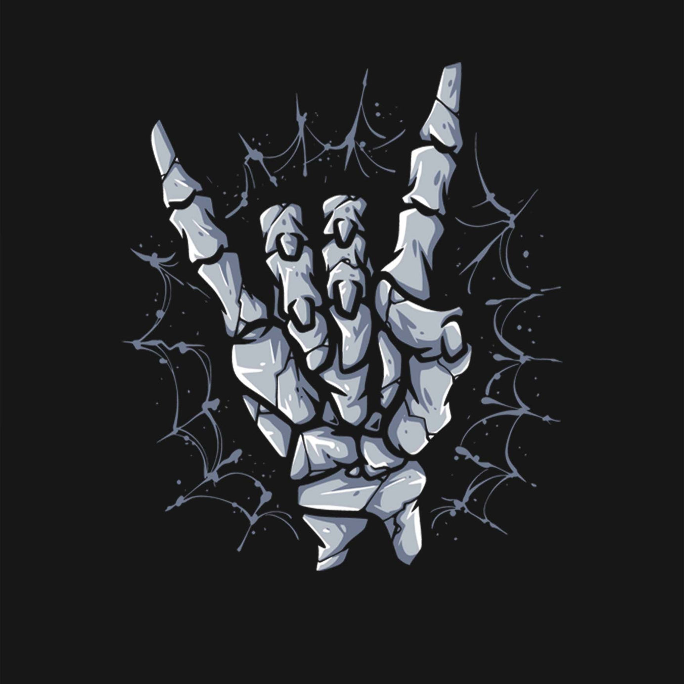 Black Half Sleeves Round Neck Skeleton Hand Printed Oversized T-Shirt