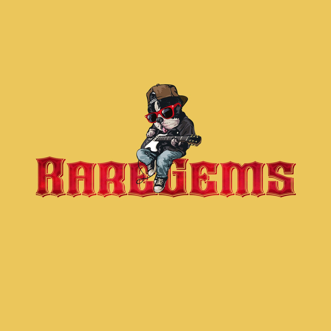 Yellow Half Sleeves Rockstar Dog Printed Oversized T-Shirt