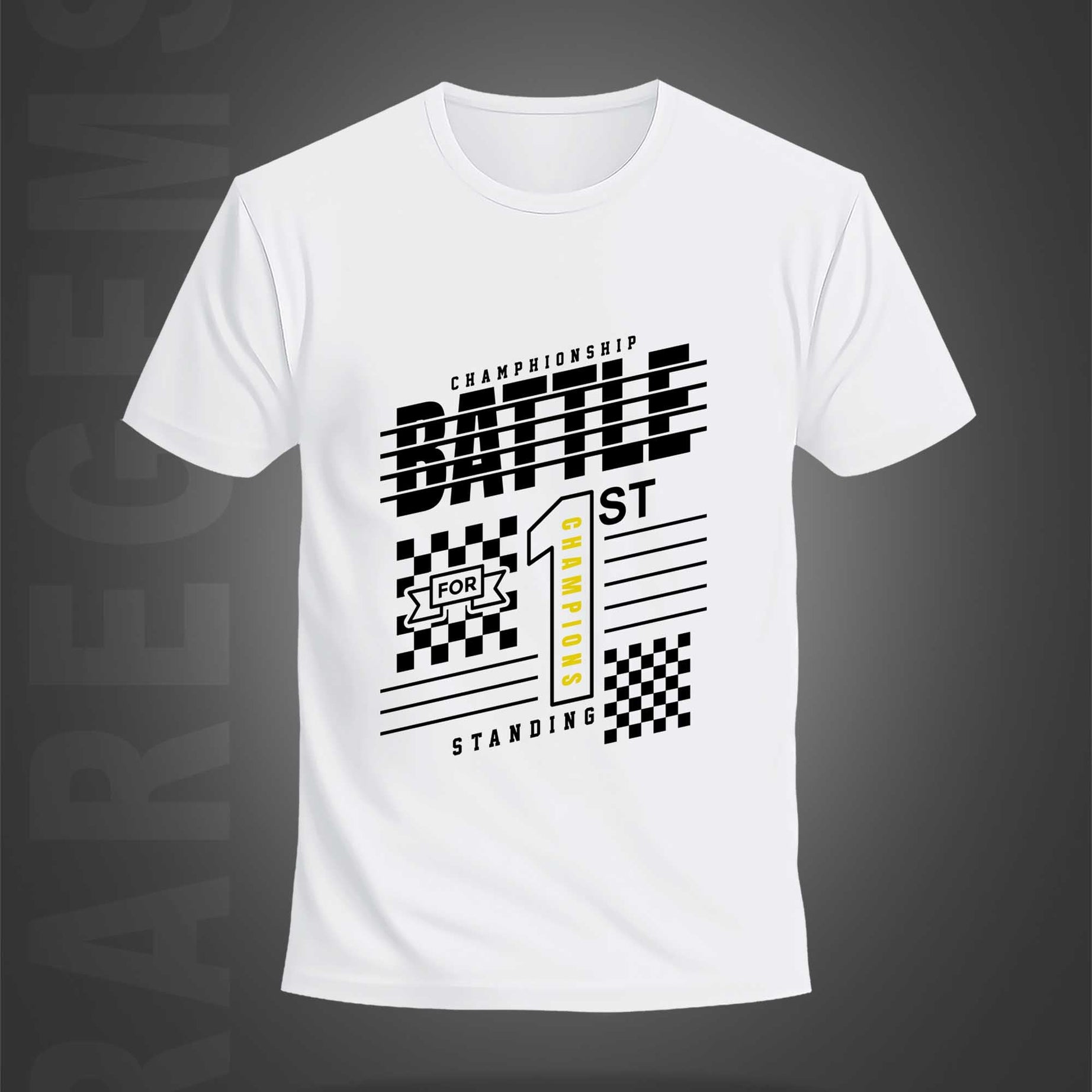 White Half Sleeve Round Neck Battle Championship Printed Regular T-Shirt