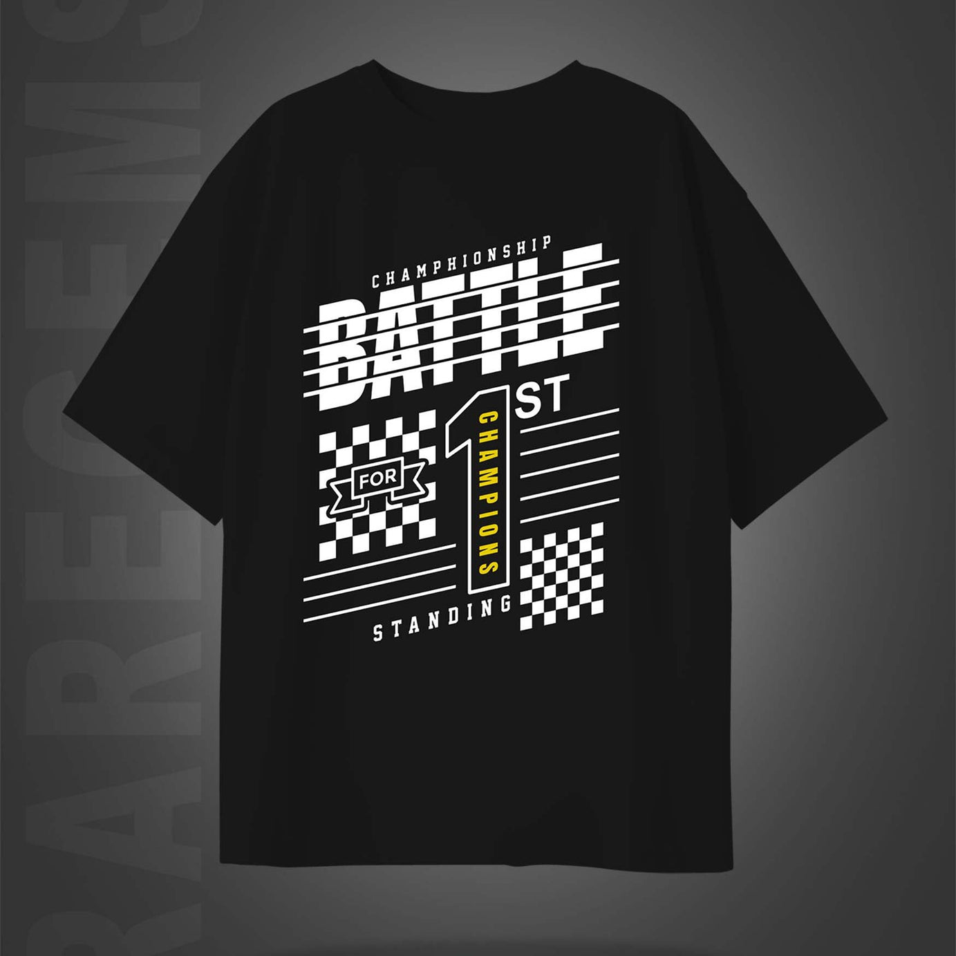 Black Half Sleeve Battle Championship Printed Oversized T-Shirt