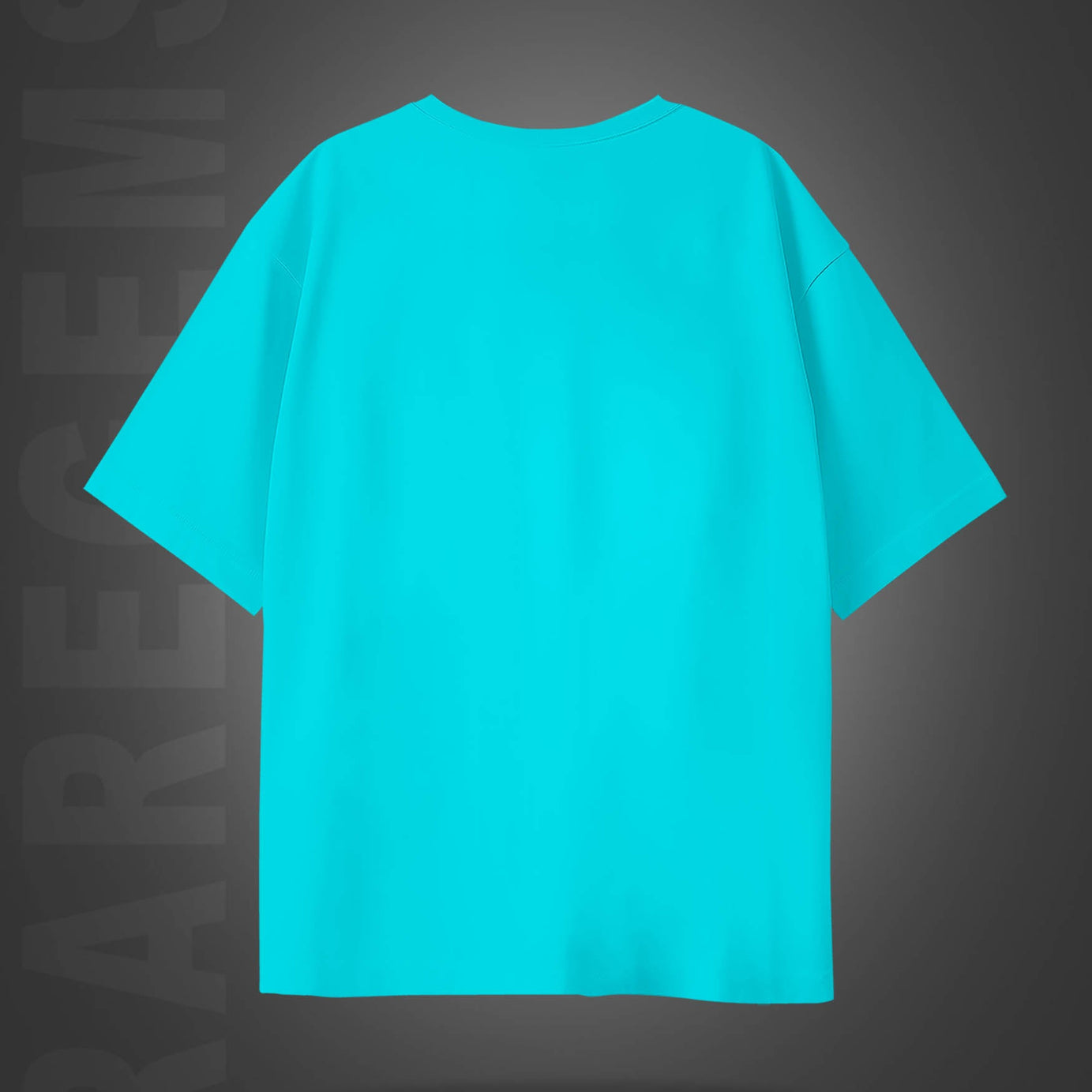 Cyan Half Sleeves Round Neck Three Donuts Printed Oversized T-Shirt
