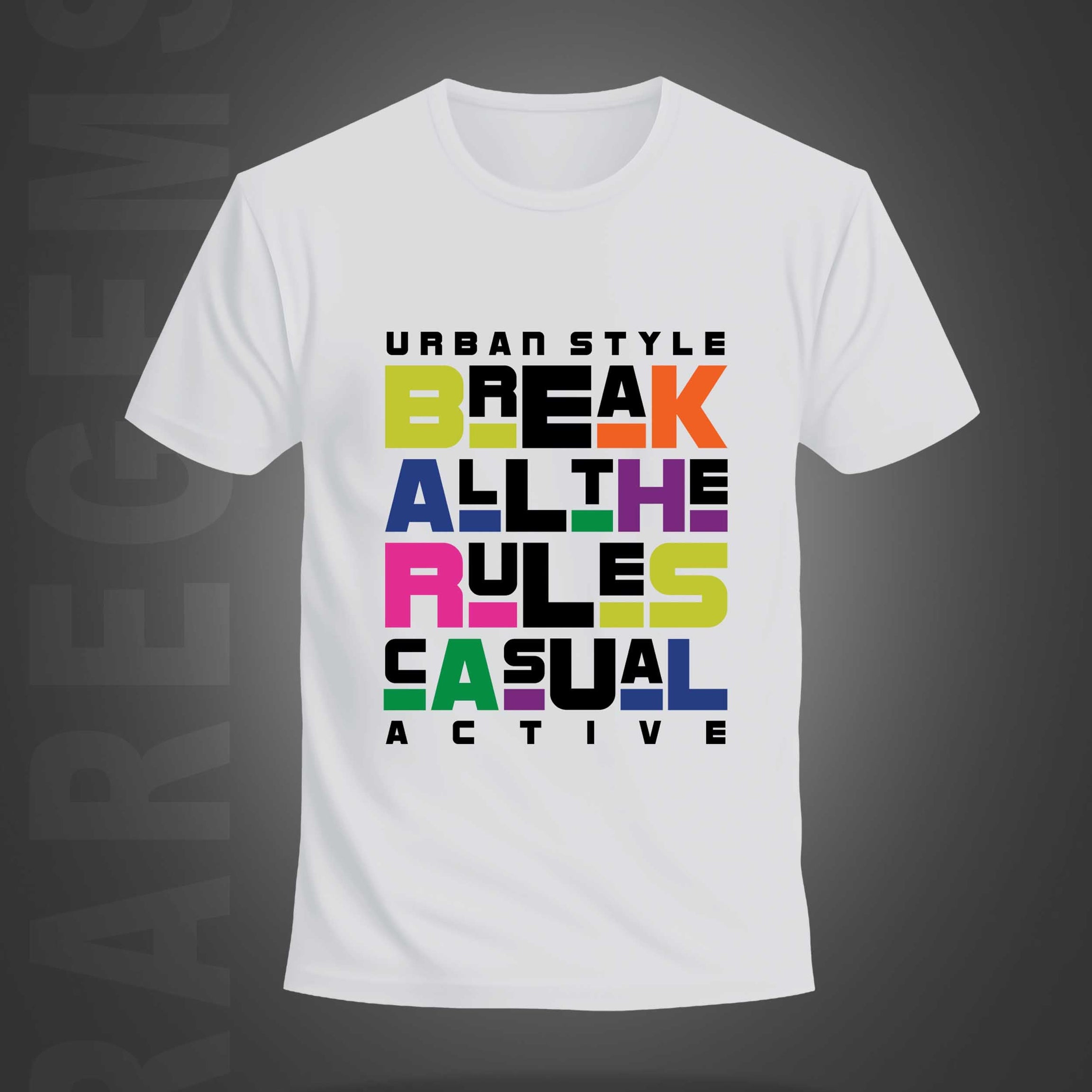 White Round Neck Half Sleeve Break The Rules Printed Regular T-Shirt
