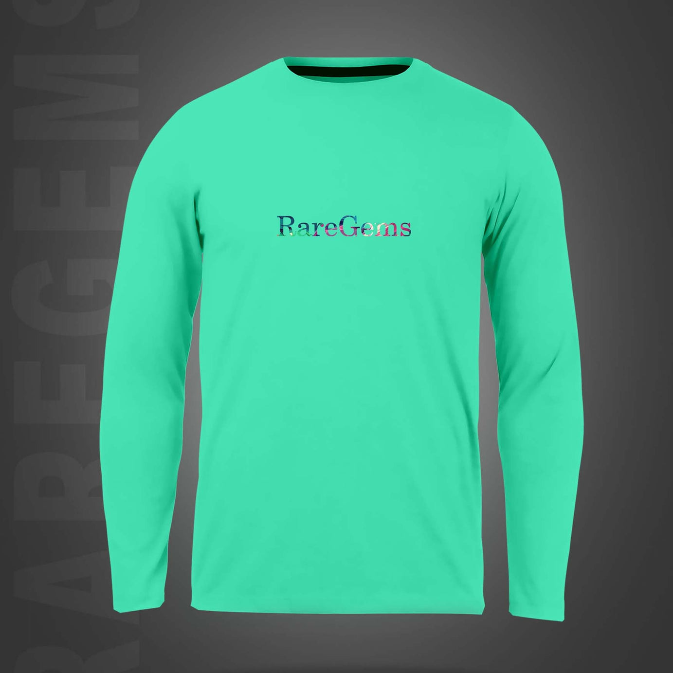 Mint Green Round Neck Snake Around the Sword Printed Full Sleeves T-Shirt