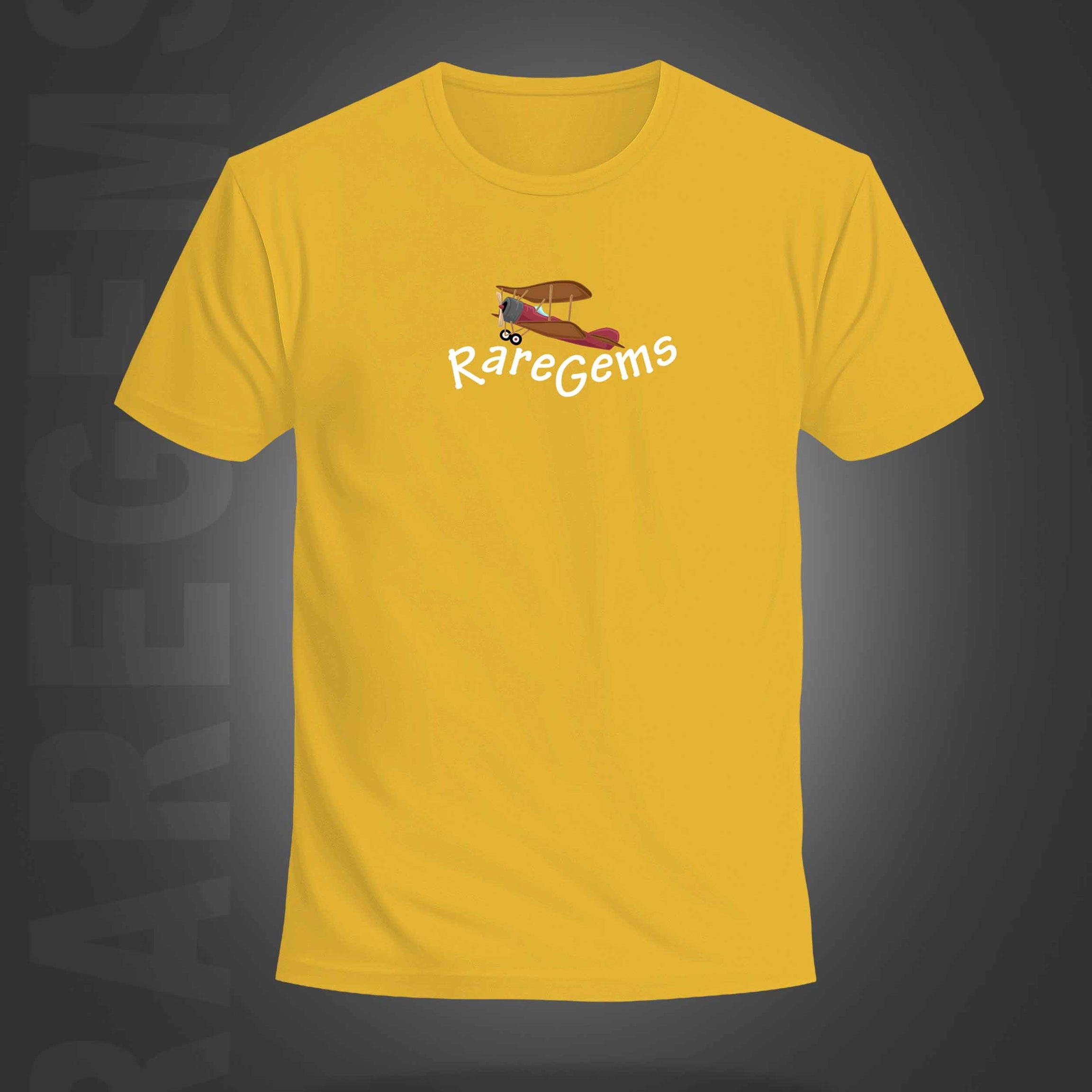 Yellow Half Sleeve Round Neck Teddy With Plane Printed Regular T-Shirt