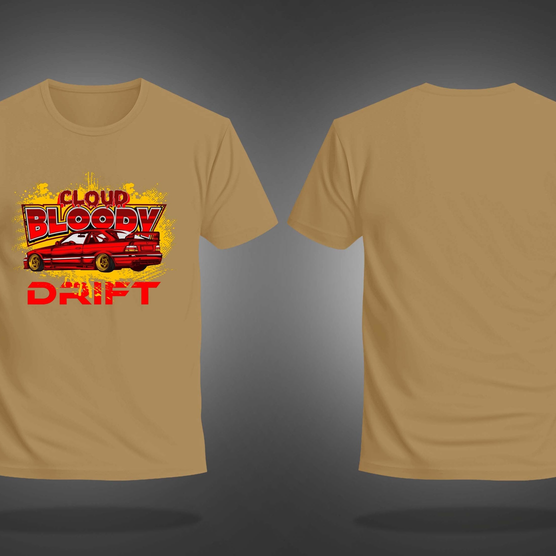 Beige Half Sleeves Round Neck Cloud Bloody Drift Printed Regular T-Shirt