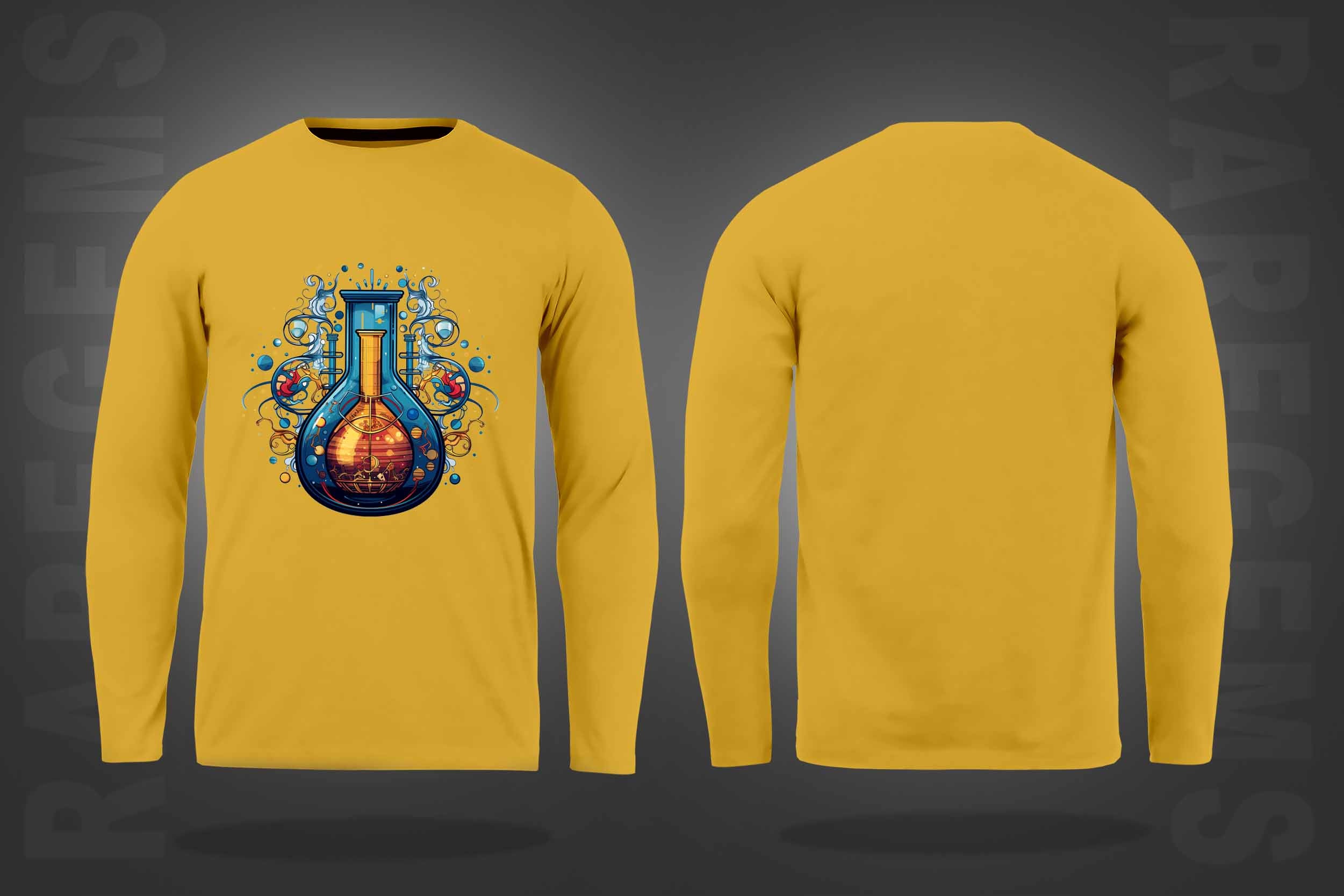 Yellow Round Neck Chemical Flask Printed Full Sleeves T-Shirt