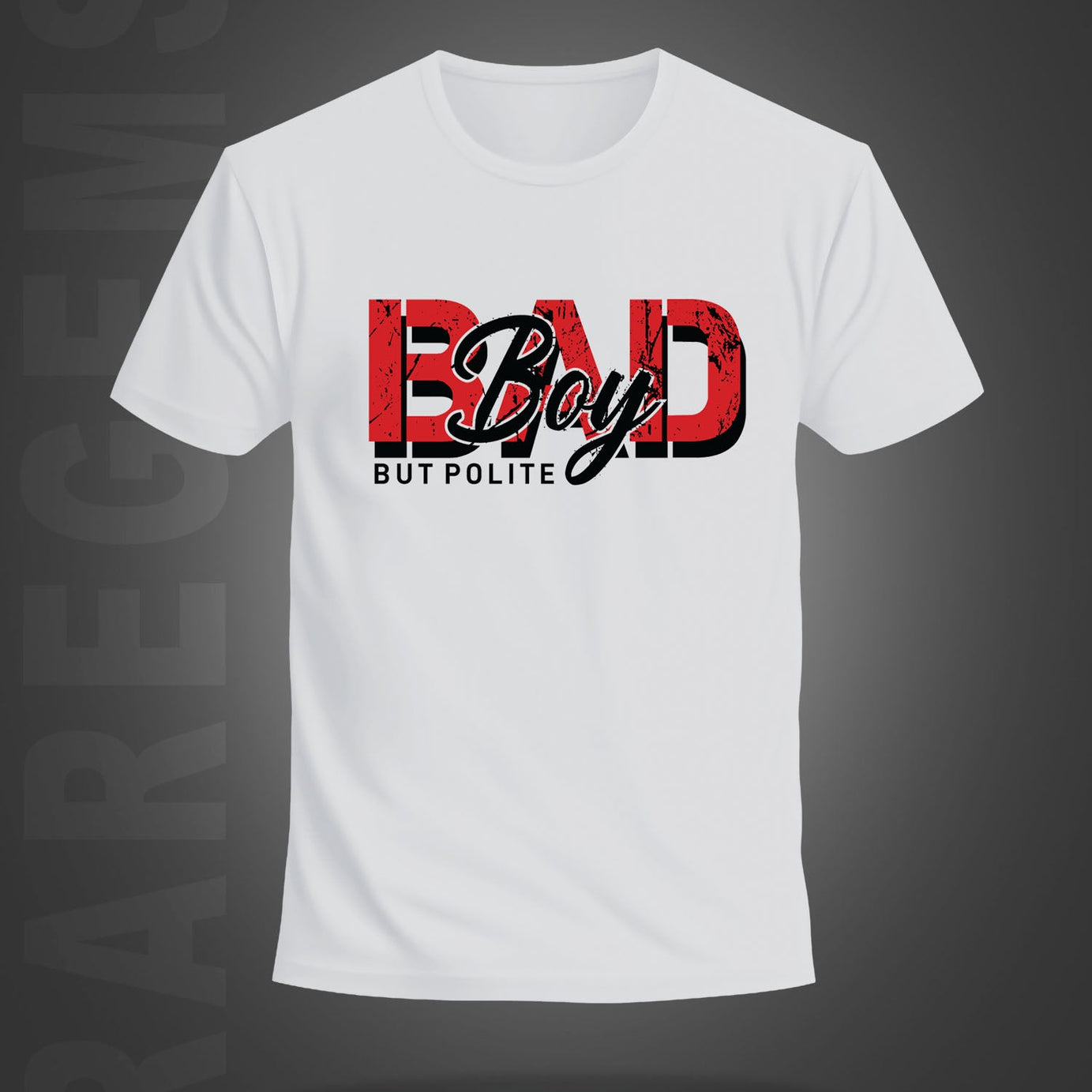 White Round Neck Half Sleeve Bad Boy Printed Regular T-Shirt