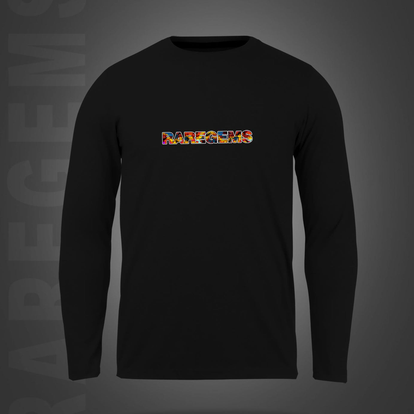 Black Round Neck Multicolor California 89 Printed Full Sleeves T-Shirt