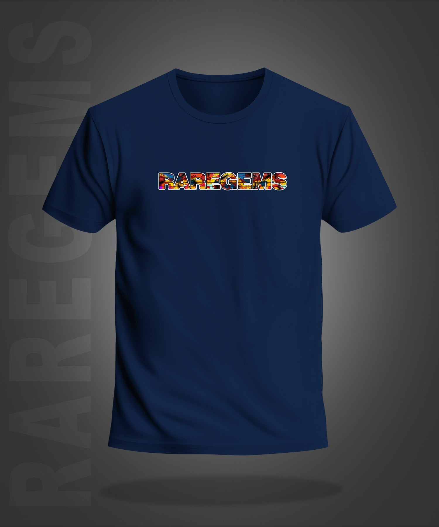 Navy Blue Half Sleeve Round Neck Multicolor California 89 Printed Regular T-Shirt