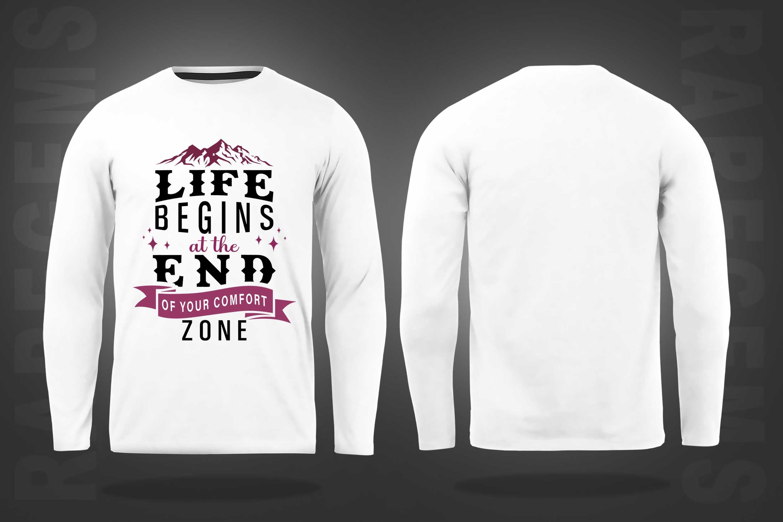 White Round Neck Dream Motivational Quote On Life Printed Full Sleeves T-Shirt